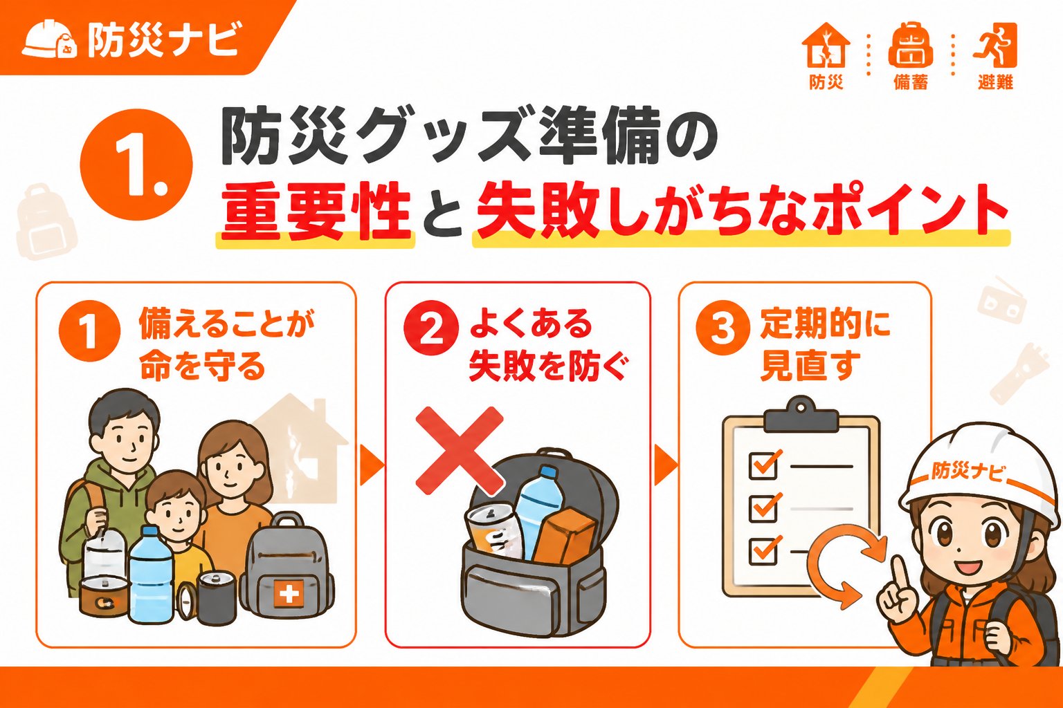 防災グッズ 1. 防災グッズ準備の重要性と失敗しがちなポイント