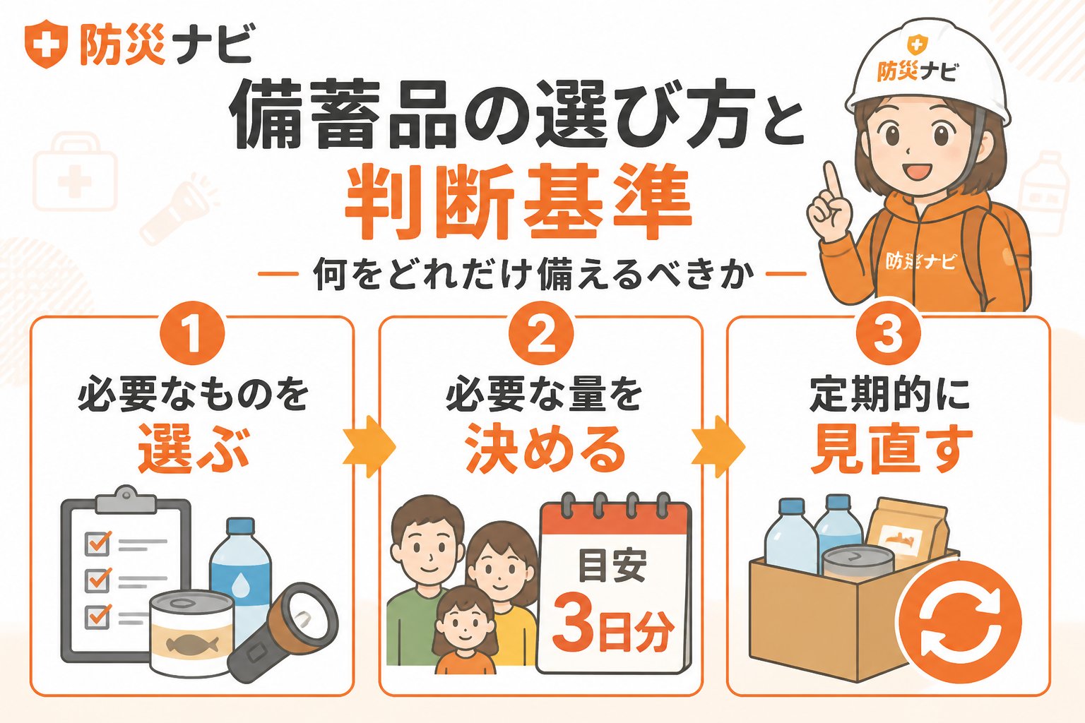 備蓄 備蓄品の選び方と判断基準：何をどれだけ備えるべきか