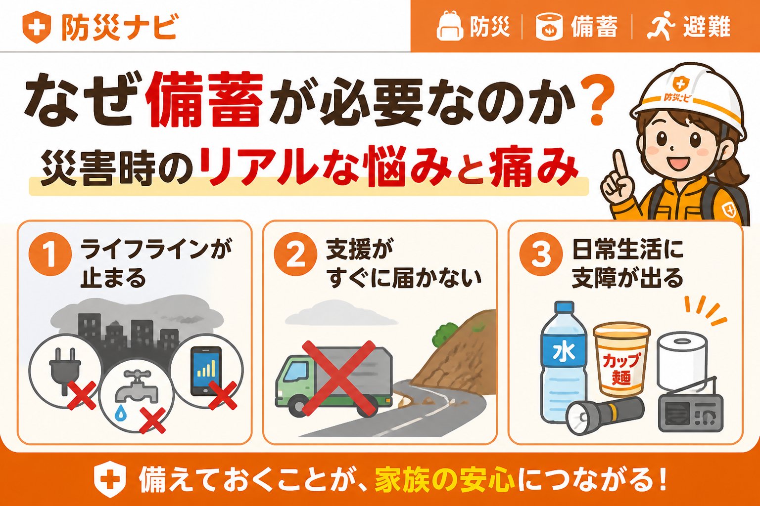 備蓄 なぜ備蓄が必要なのか？災害時のリアルな悩みと痛み