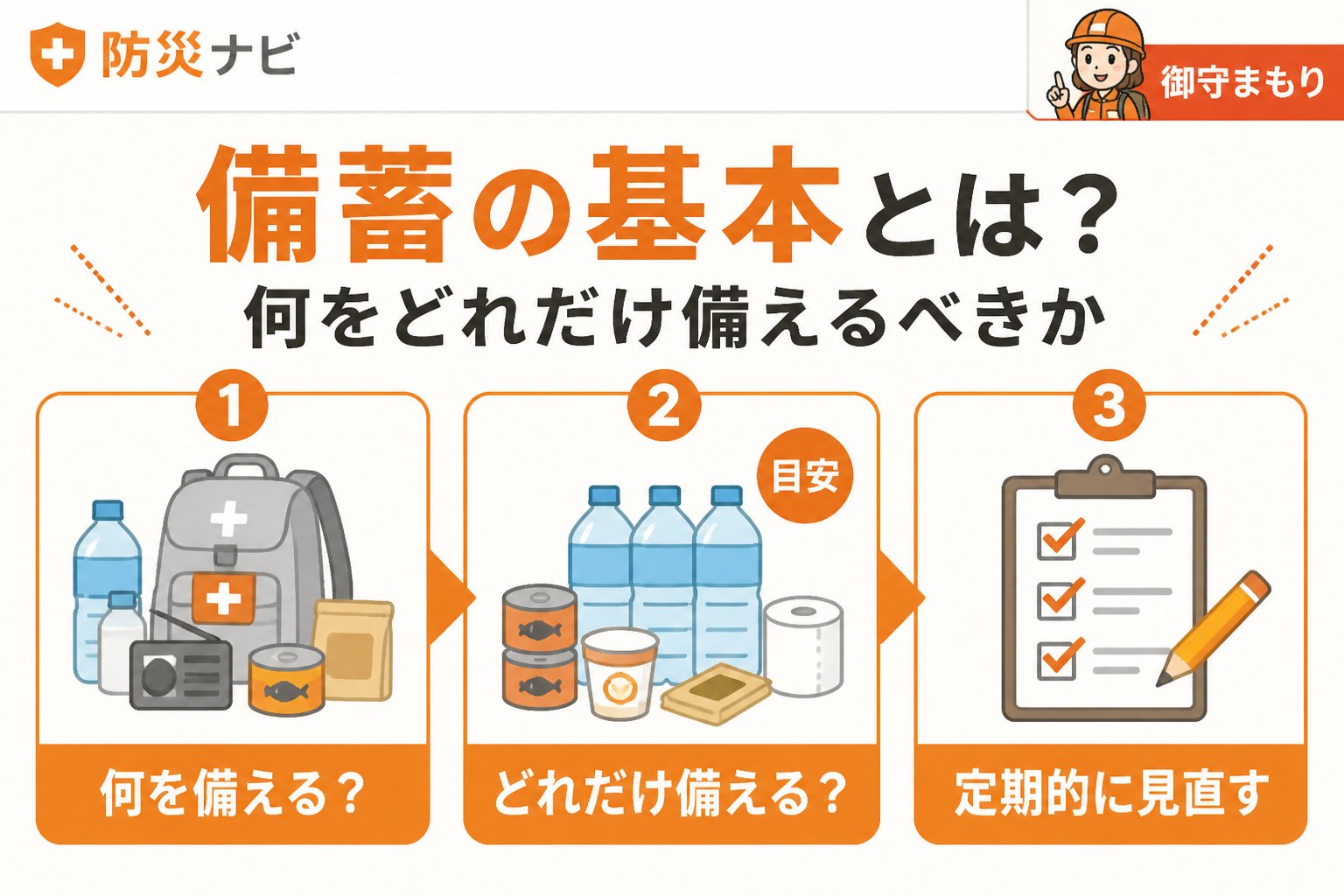 備蓄 備蓄の基本とは？何をどれだけ備えるべきか
