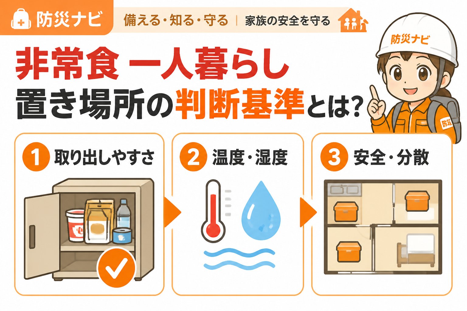 備蓄 非常食 一人暮らし 置き場所の判断基準とは?
