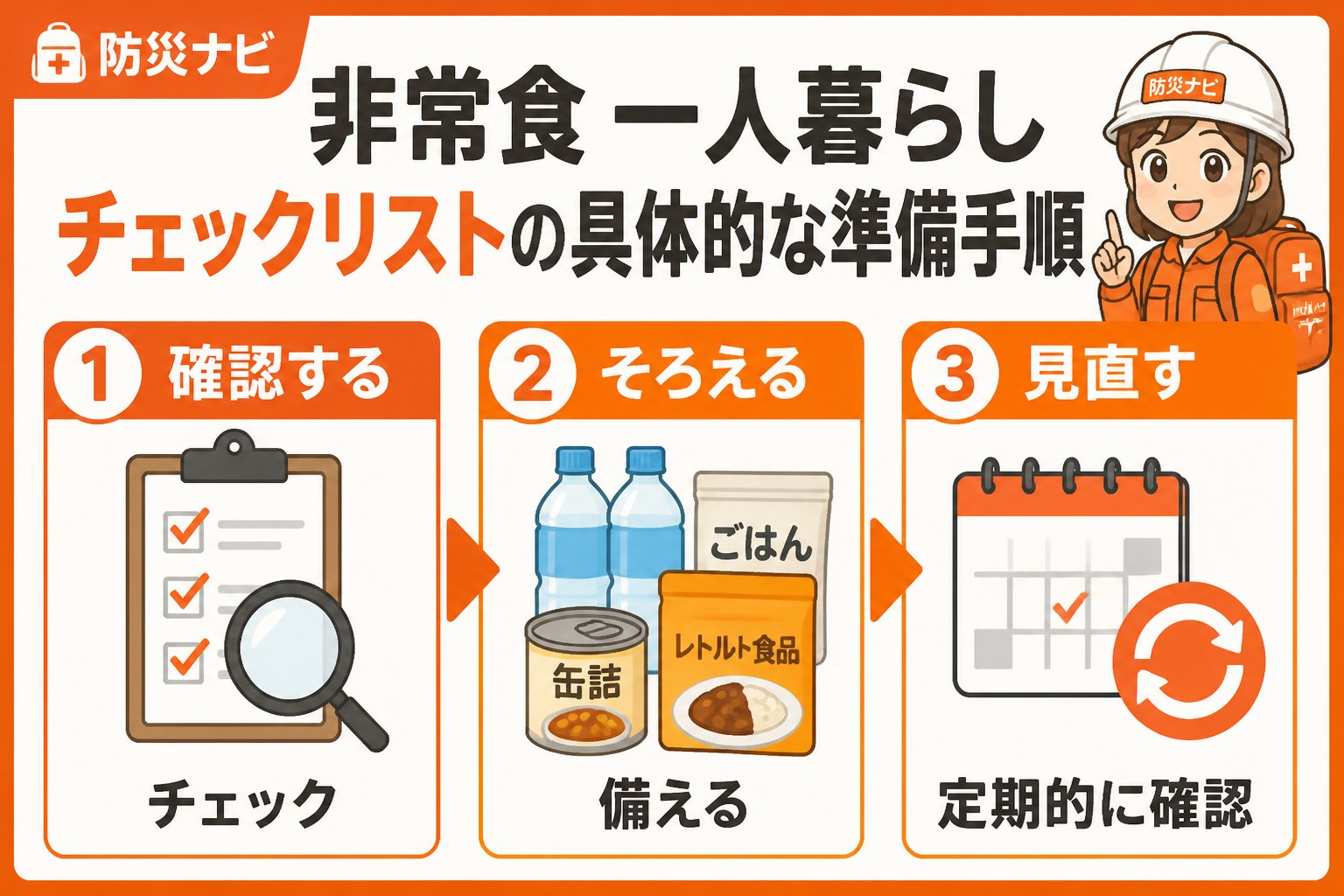 備蓄 非常食 一人暮らし チェックリストの具体的な準備手順
