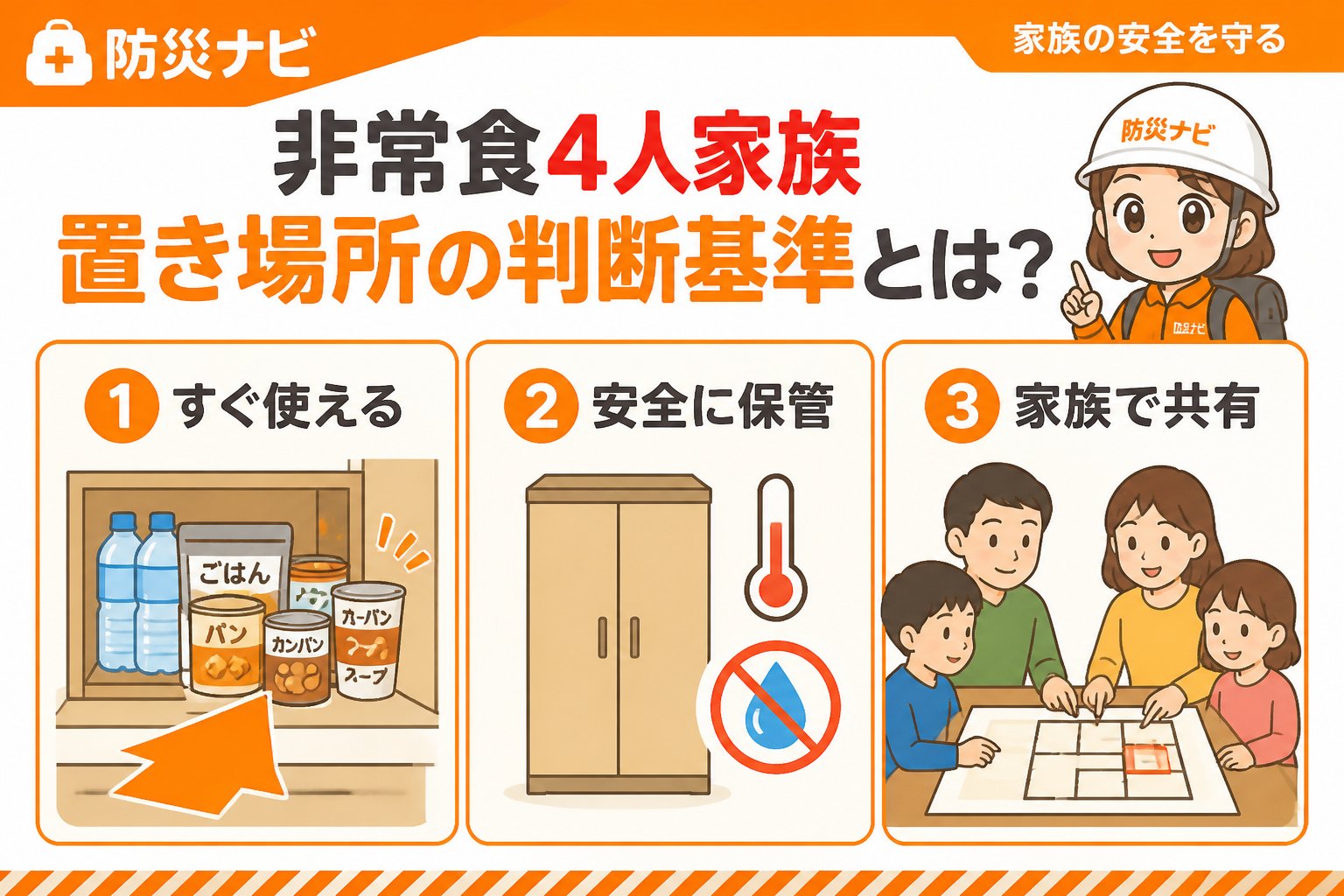 備蓄 非常食4人家族置き場所の判断基準とは?