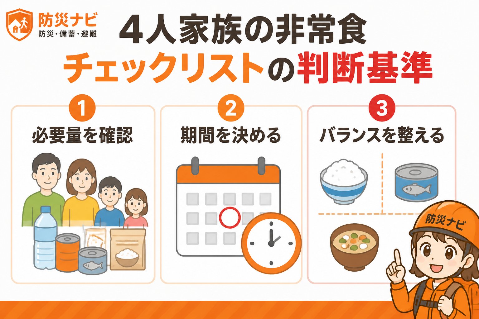 備蓄 4人家族の非常食チェックリストの判断基準
