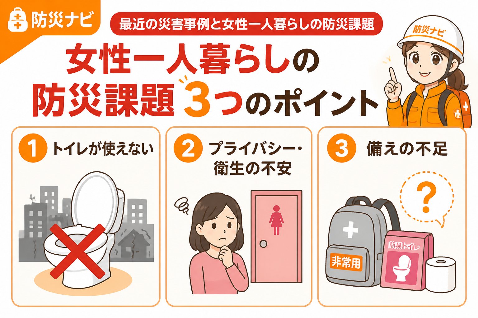 防災グッズ 最近の災害事例と女性一人暮らしの防災課題