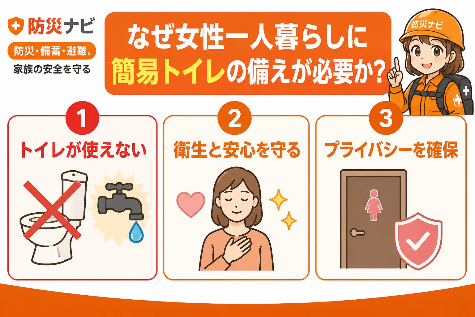 防災グッズ なぜ女性一人暮らしに簡易トイレの備えが必要か?