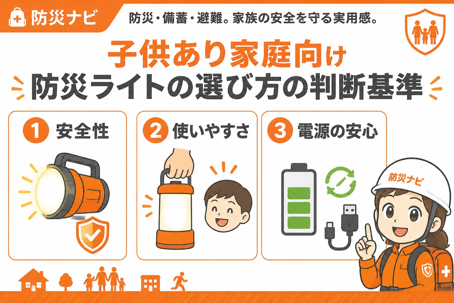 防災グッズ 子供あり家庭向け防災ライトの選び方の判断基準