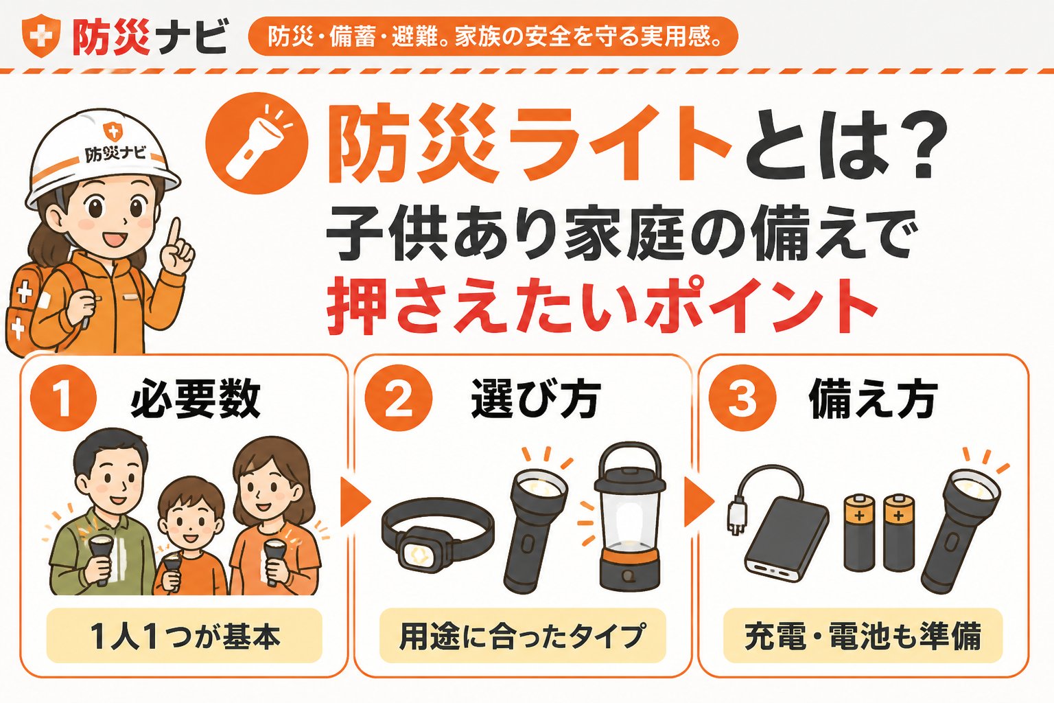 防災グッズ 防災ライトとは?子供あり家庭の備えで押さえたいポイント
