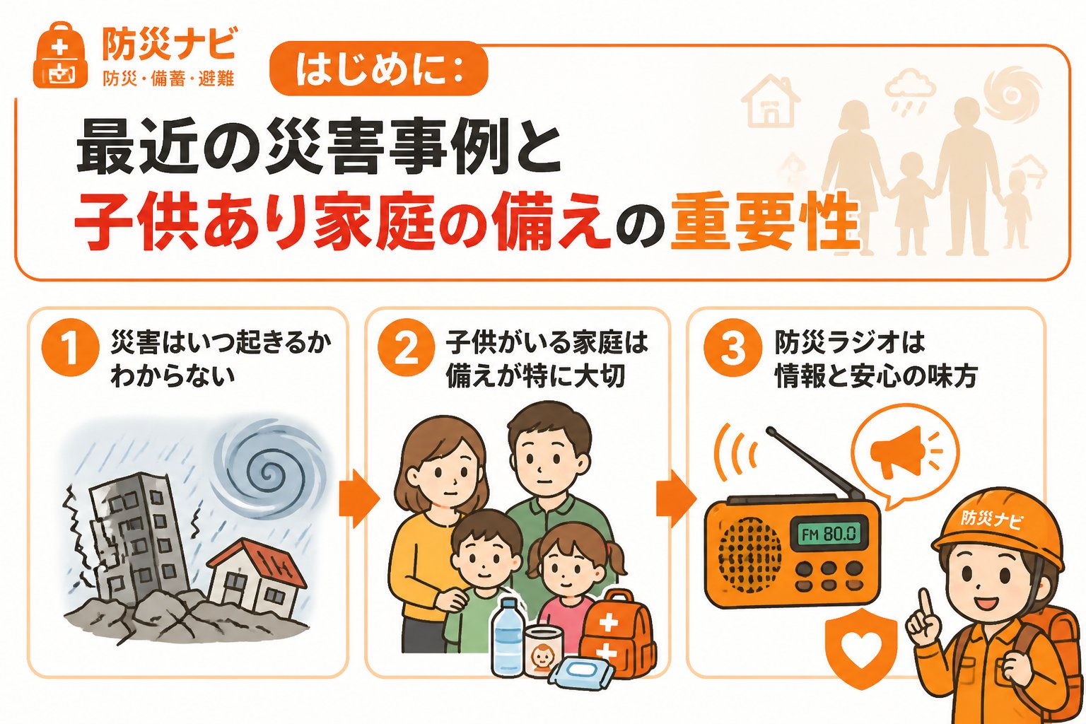 防災グッズ はじめに:最近の災害事例と子供あり家庭の備えの重要性