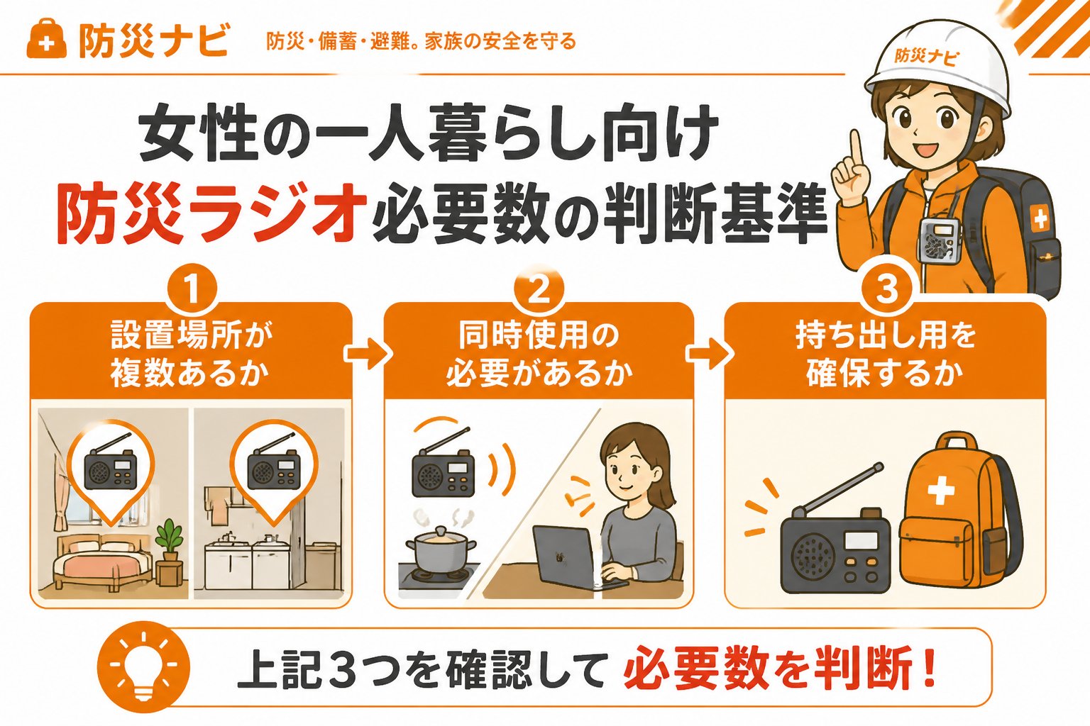 防災グッズ 女性の一人暮らし向け防災ラジオ必要数の判断基準