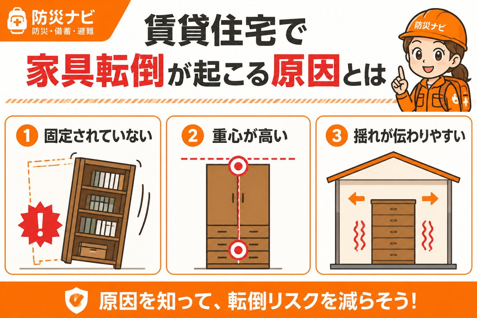 地震対策 賃貸住宅で家具転倒が起こる原因とは