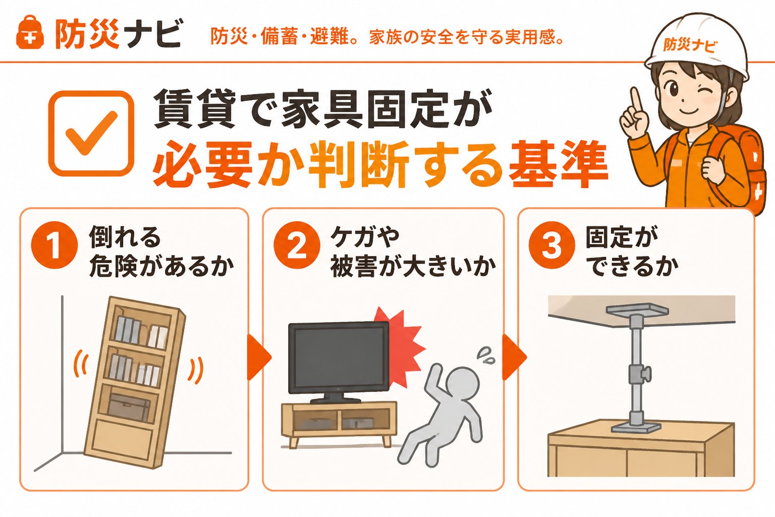 地震対策 賃貸で家具固定が必要か判断する基準