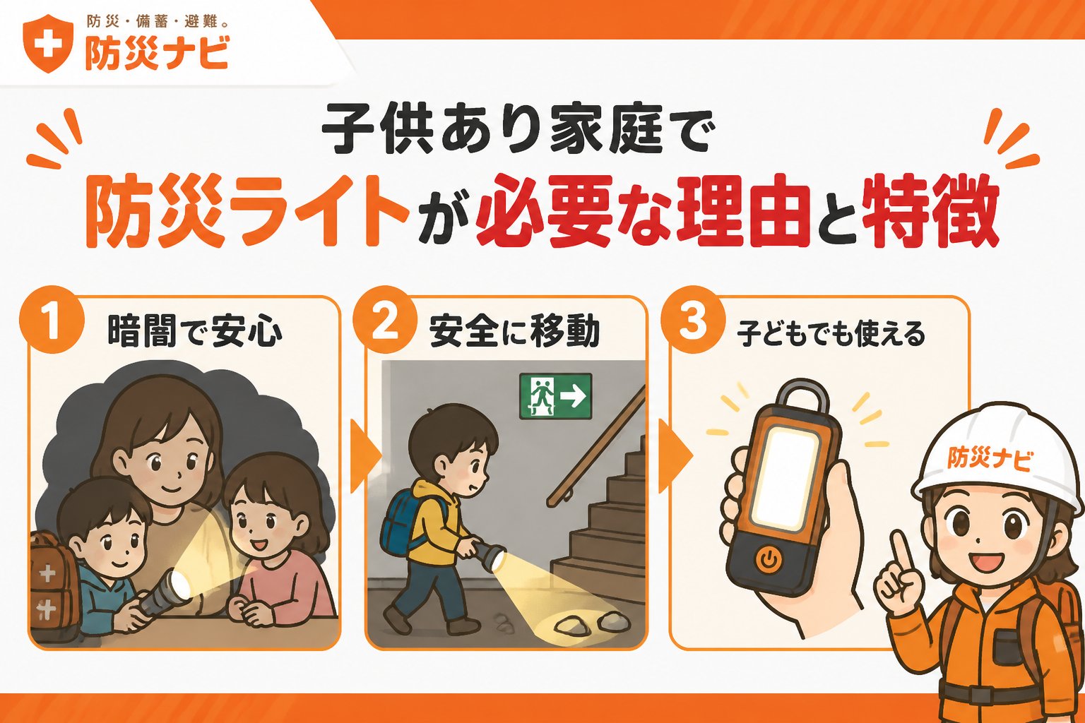 防災グッズ 子供あり家庭で防災ライトが必要な理由と特徴