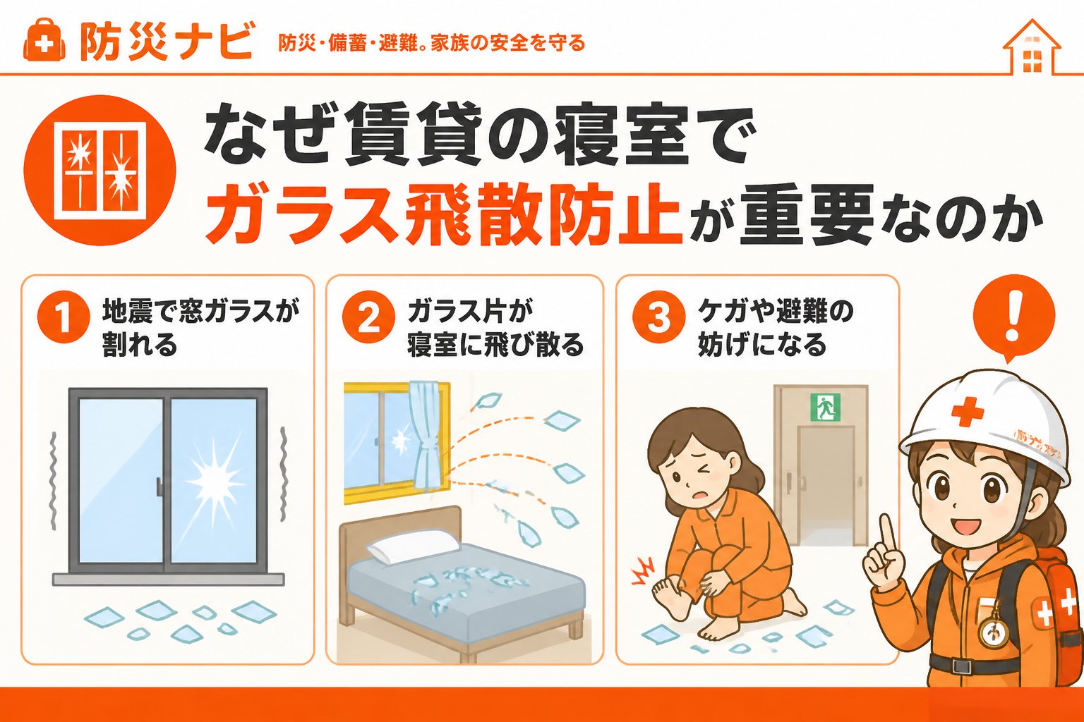 地震対策 なぜ賃貸の寝室でガラス飛散防止が重要なのか