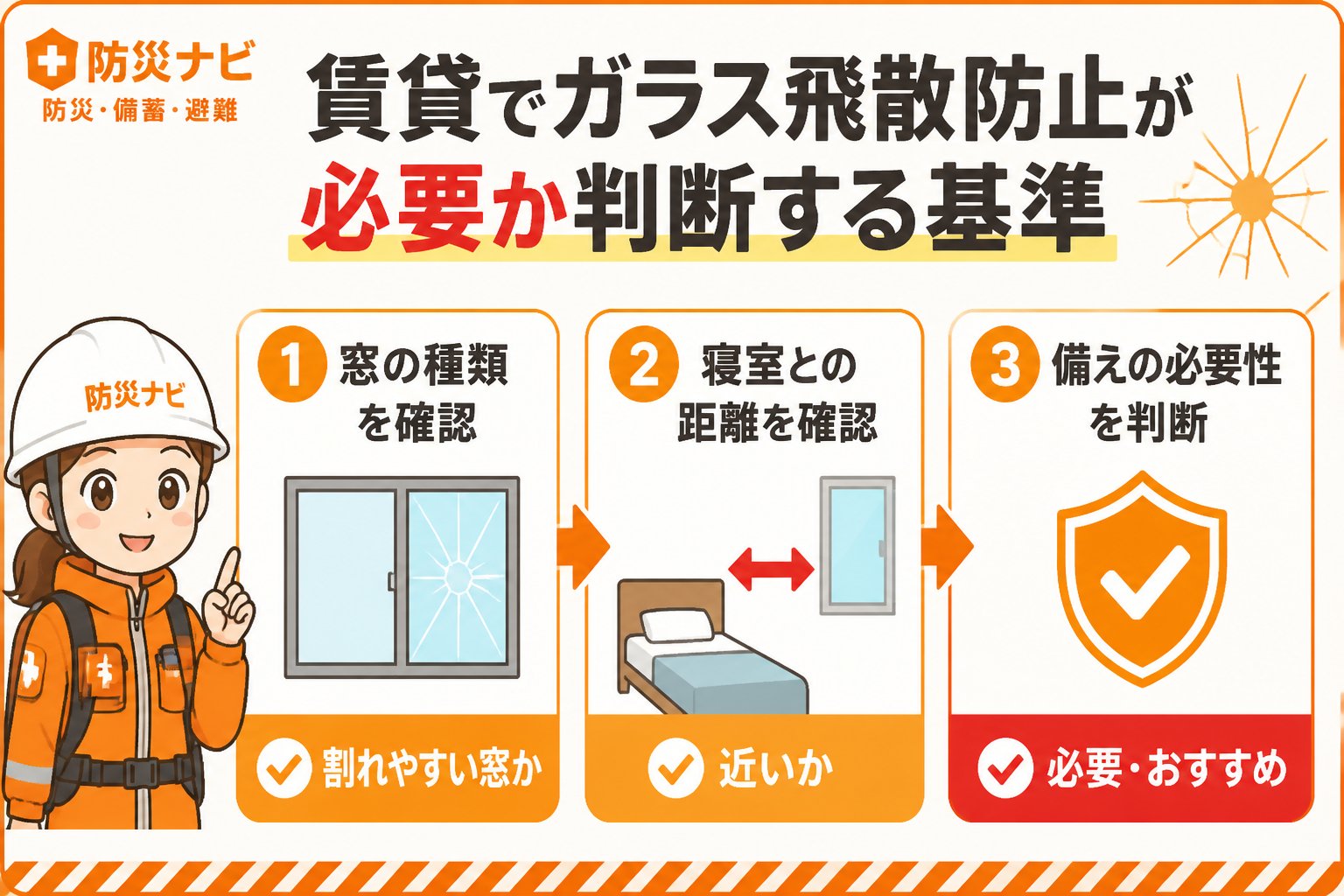 地震対策 賃貸でガラス飛散防止が必要か判断する基準
