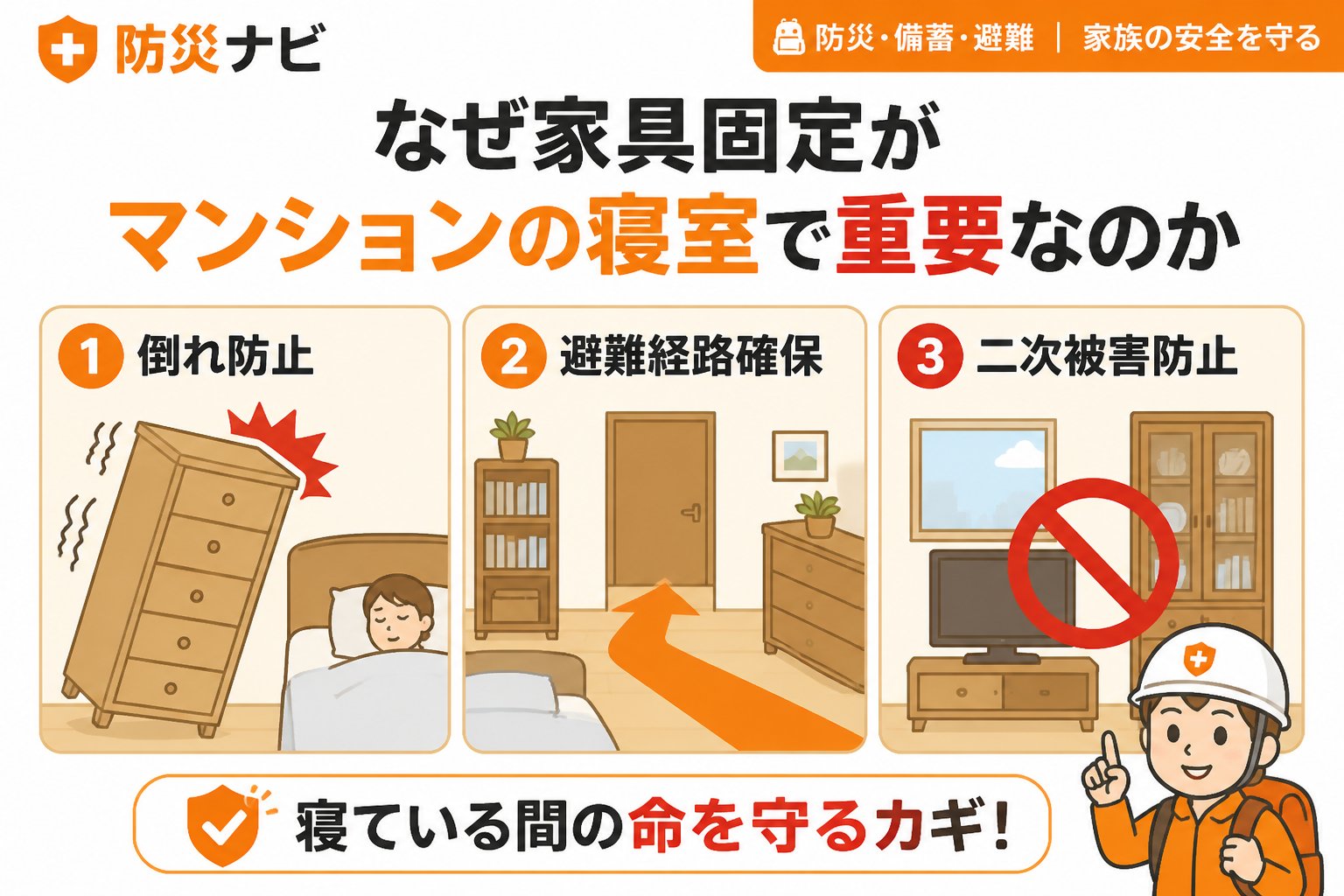 地震対策 なぜ家具固定がマンションの寝室で重要なのか