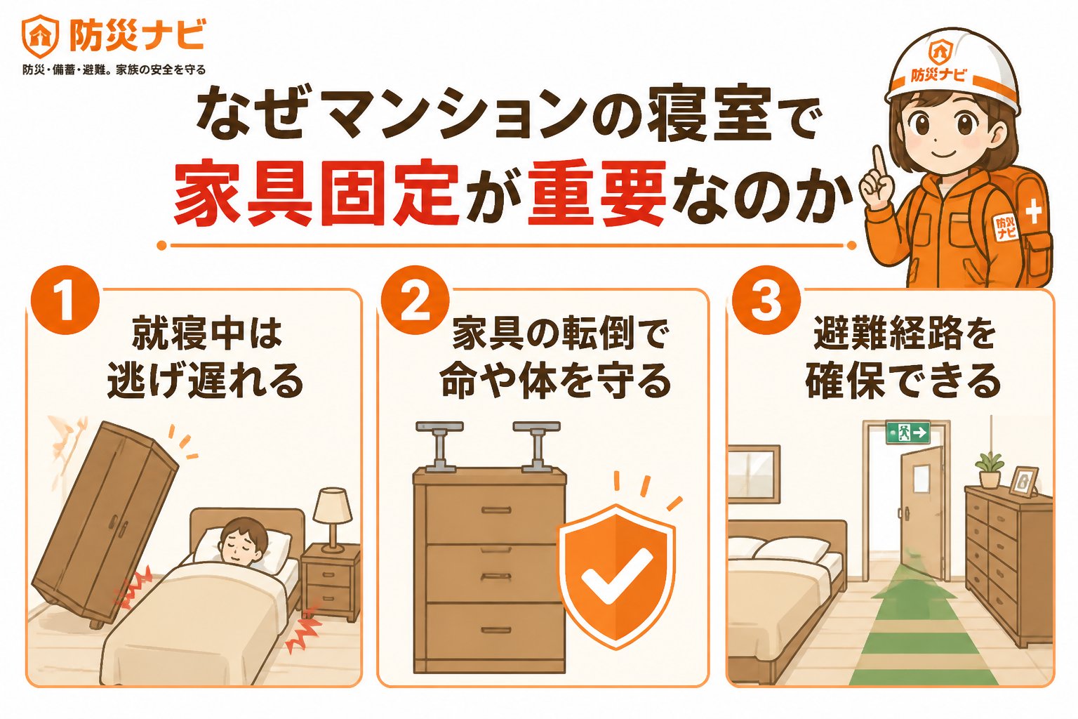 地震対策 なぜマンションの寝室で家具固定が重要なのか