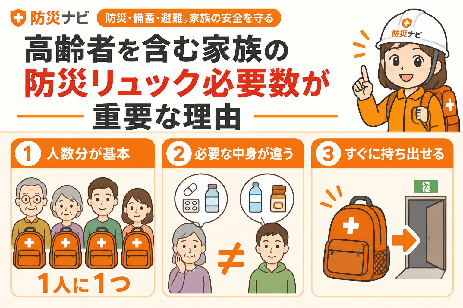 防災グッズ 高齢者を含む家族の防災リュック必要数が重要な理由