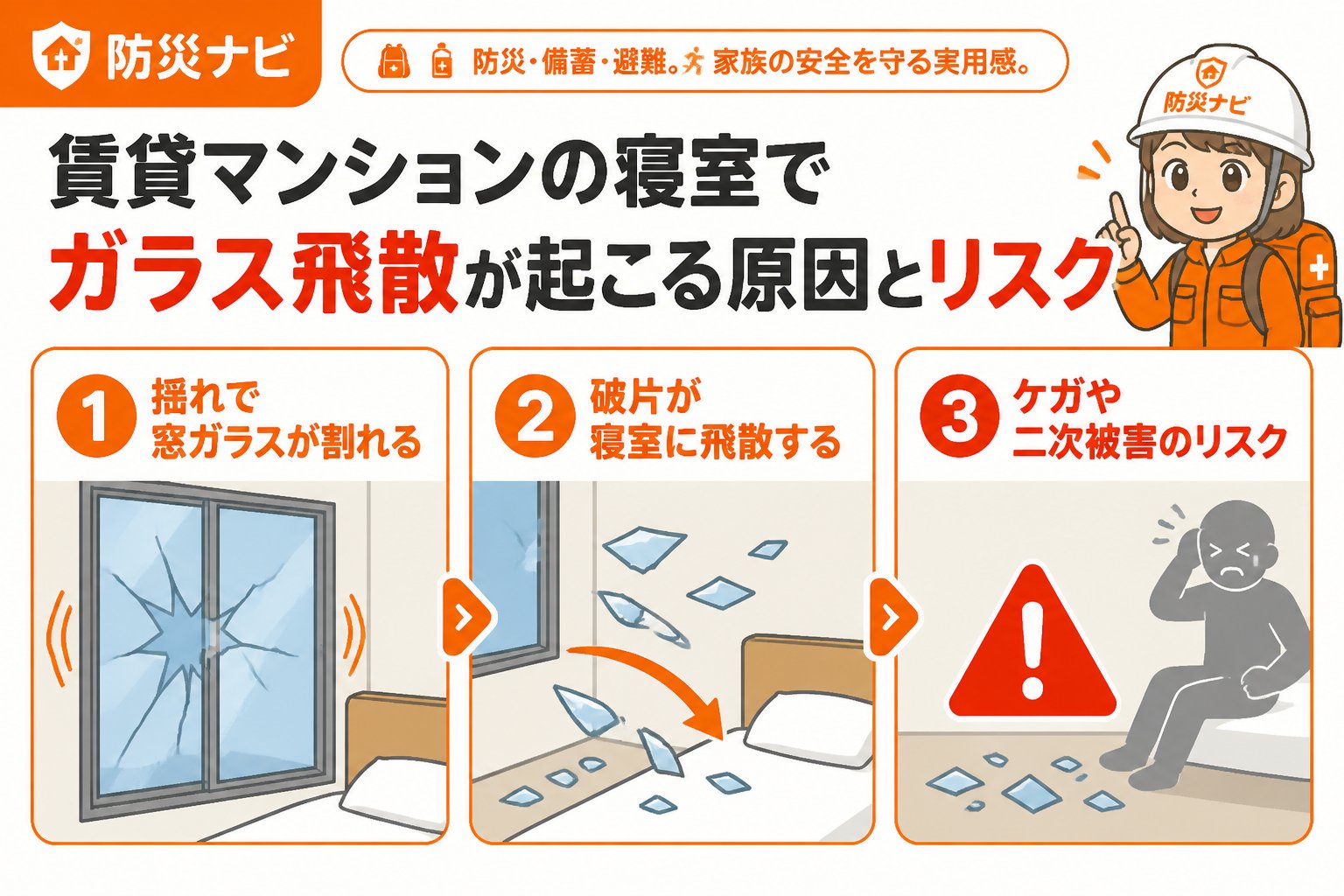 地震対策 賃貸マンションの寝室でガラス飛散が起こる原因とリスク