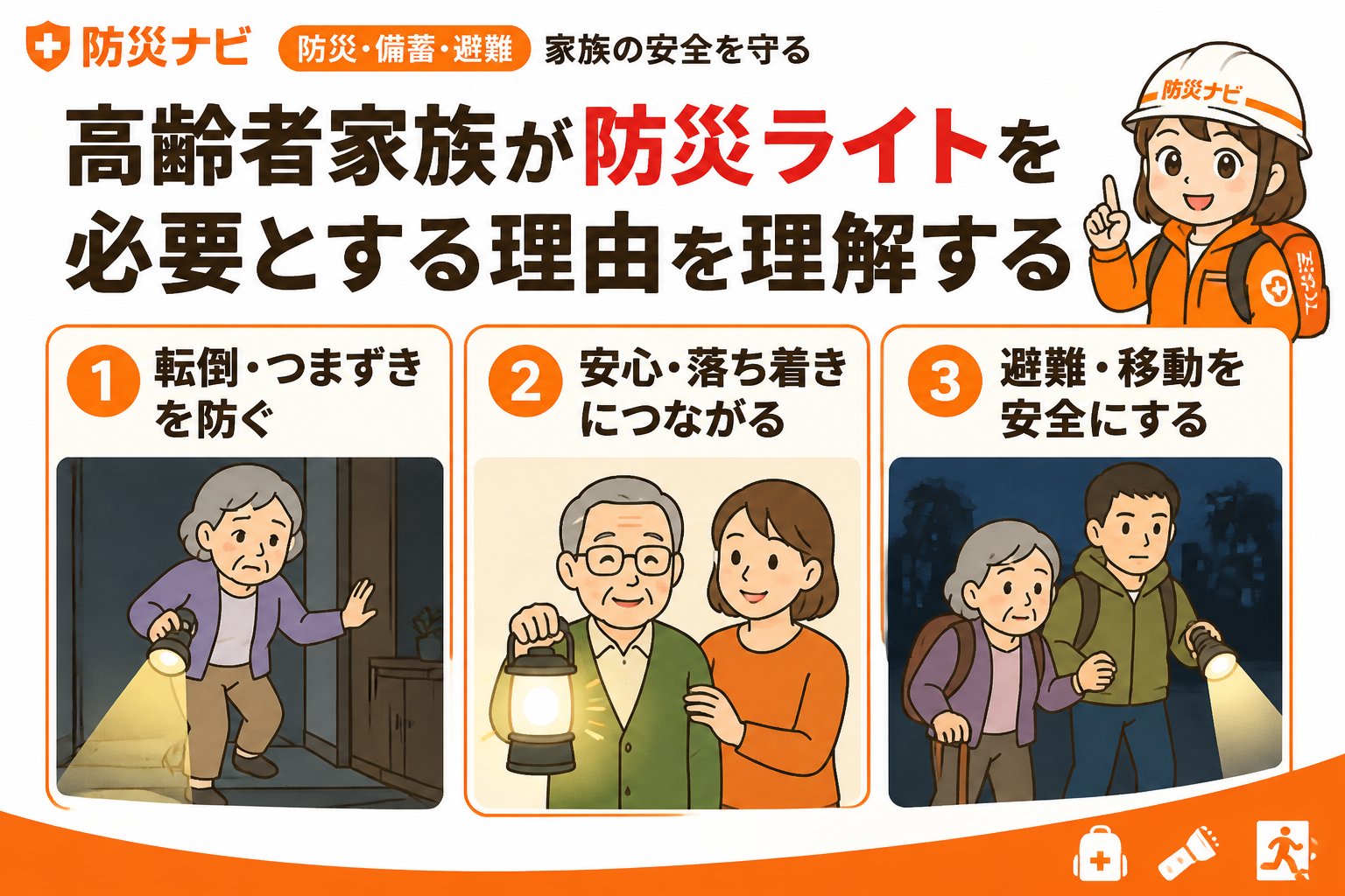 防災グッズ 高齢者家族が防災ライトを必要とする理由を理解する
