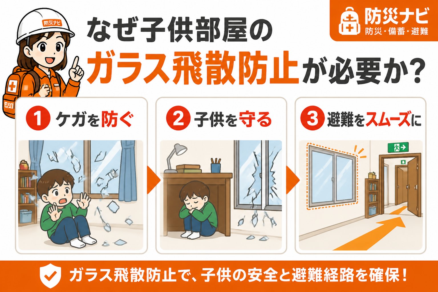 地震対策 なぜ子供部屋のガラス飛散防止が必要か？地震時のリスクを理解する