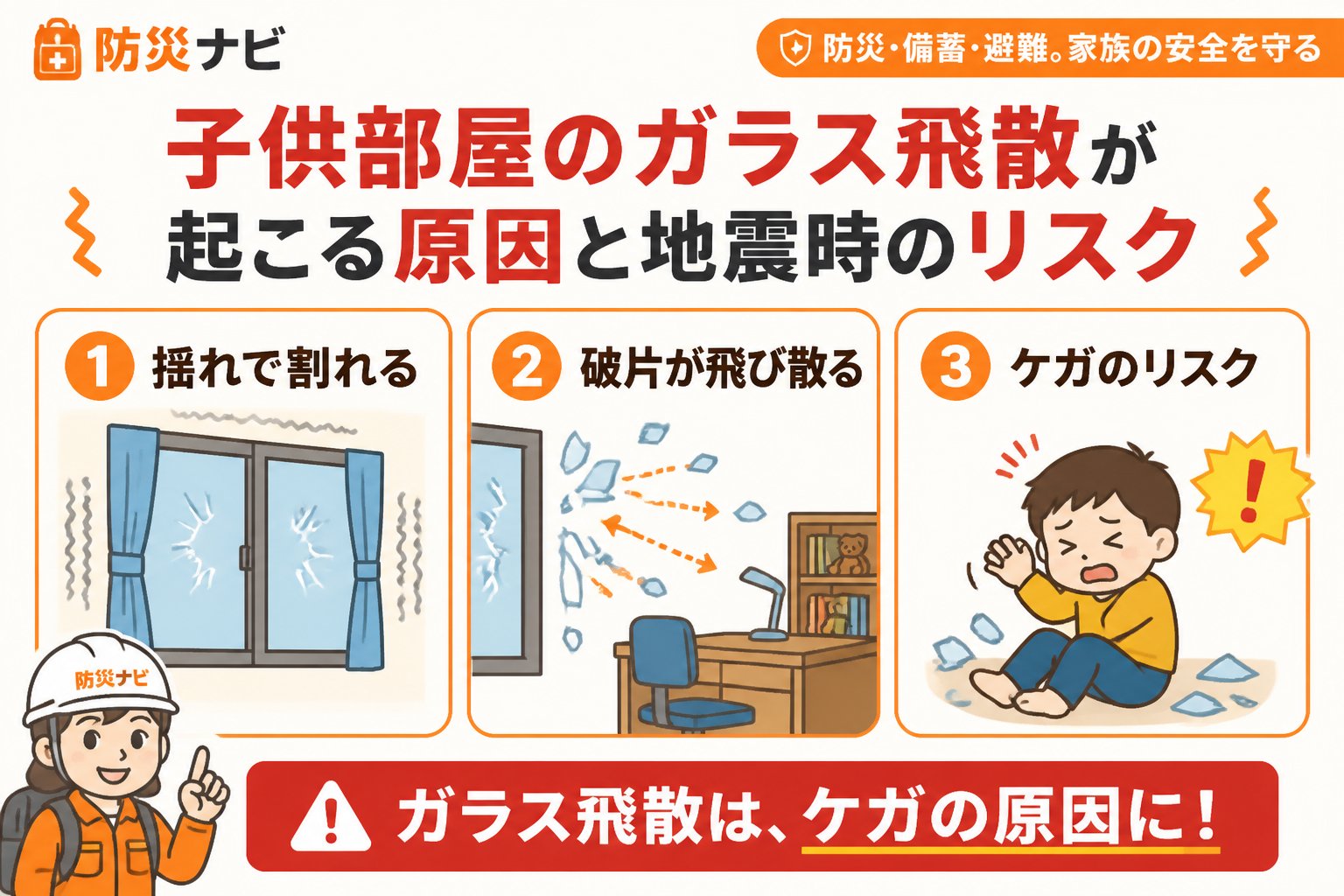 地震対策 子供部屋のガラス飛散が起こる原因と地震時のリスク