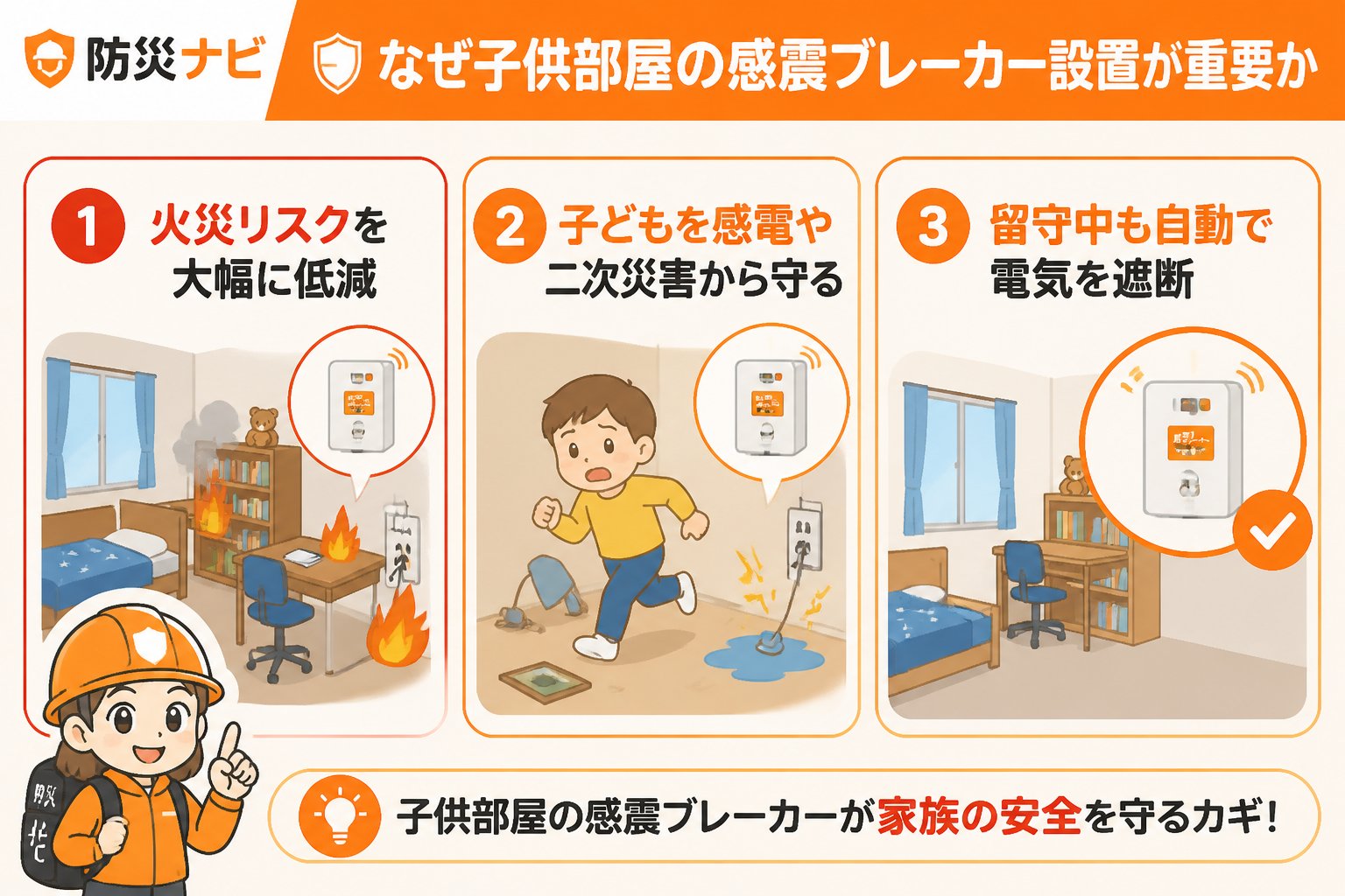 地震対策 なぜ子供部屋の感震ブレーカー設置が重要か