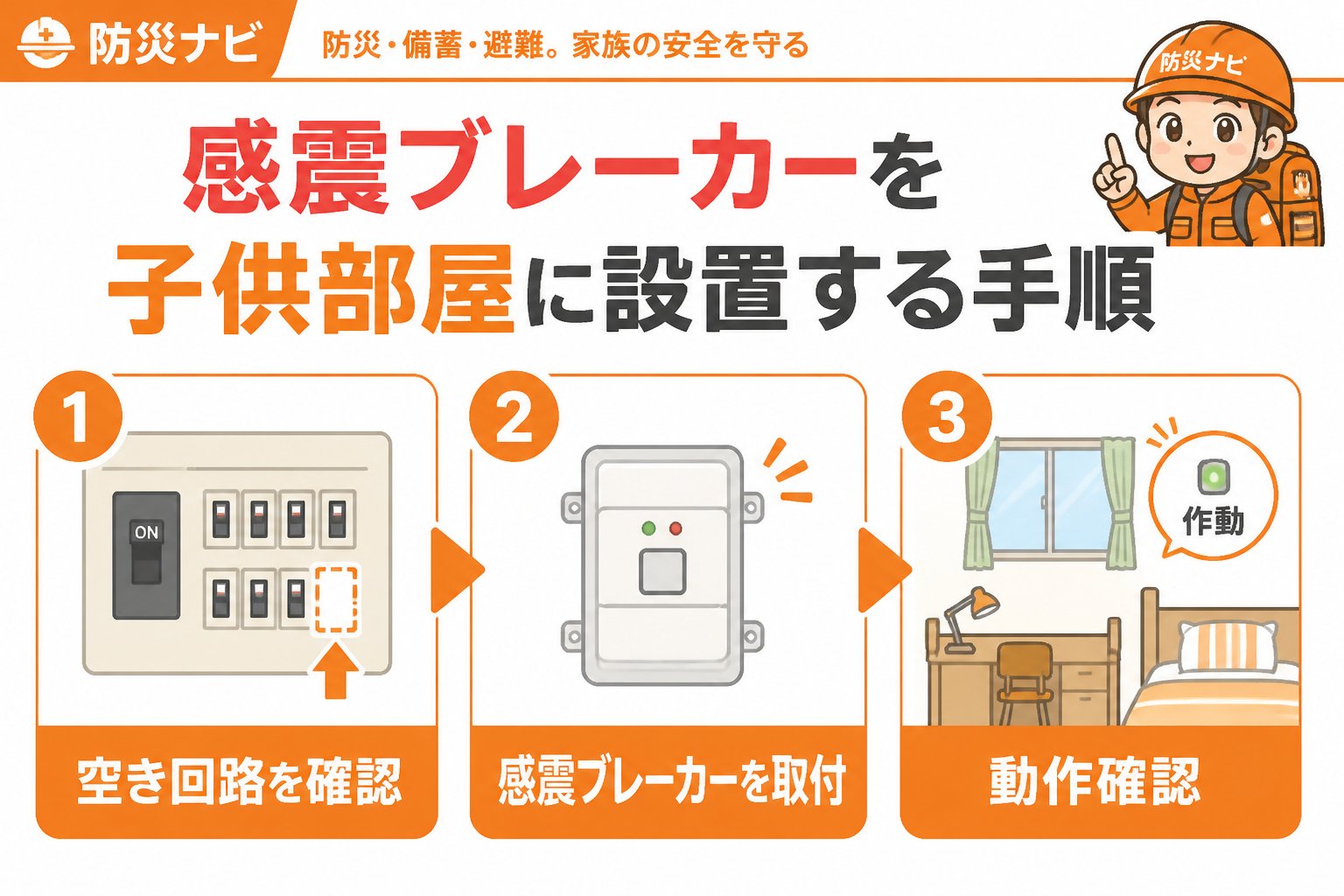 地震対策 感震ブレーカーを子供部屋に設置する具体的な手順