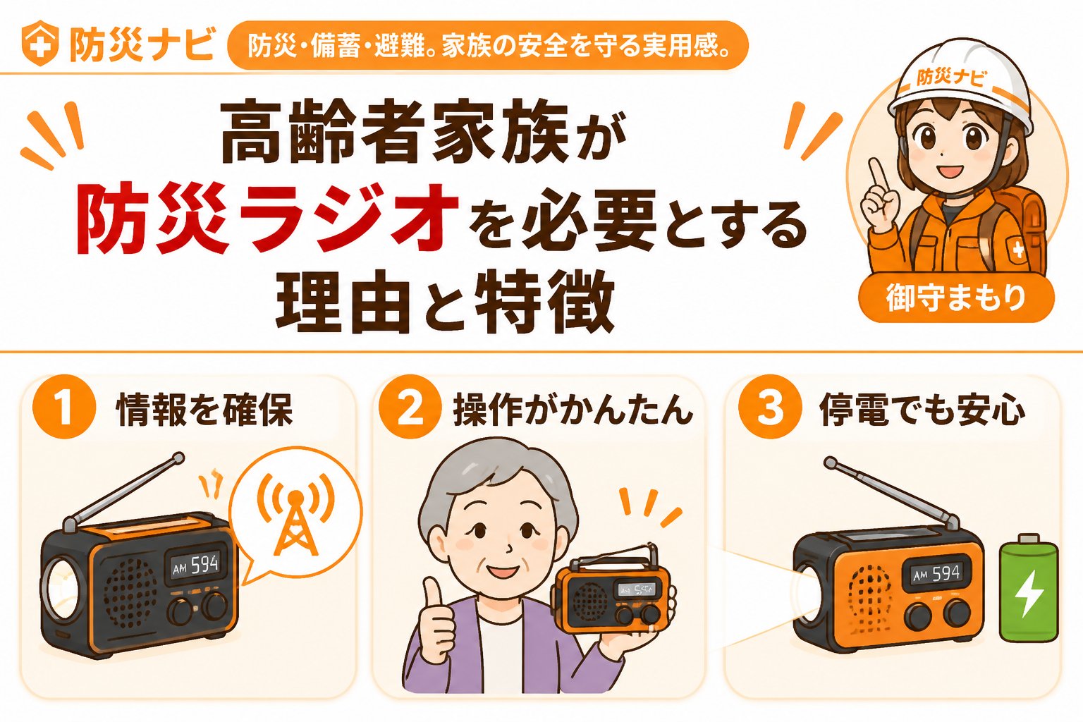防災グッズ 高齢者家族が防災ラジオを必要とする理由と特徴
