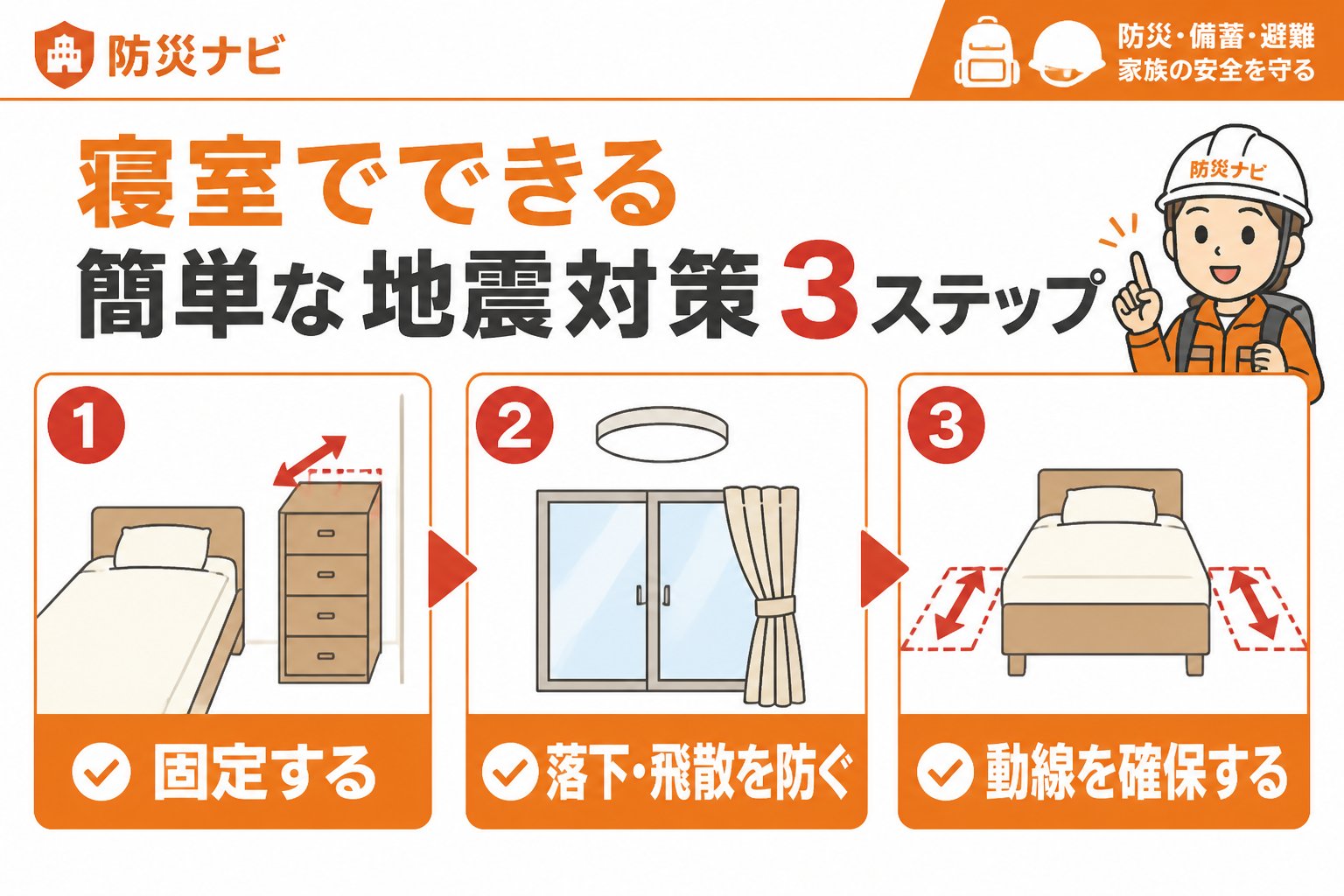 地震対策 寝室地震対策マンションでの簡単な具体的手順