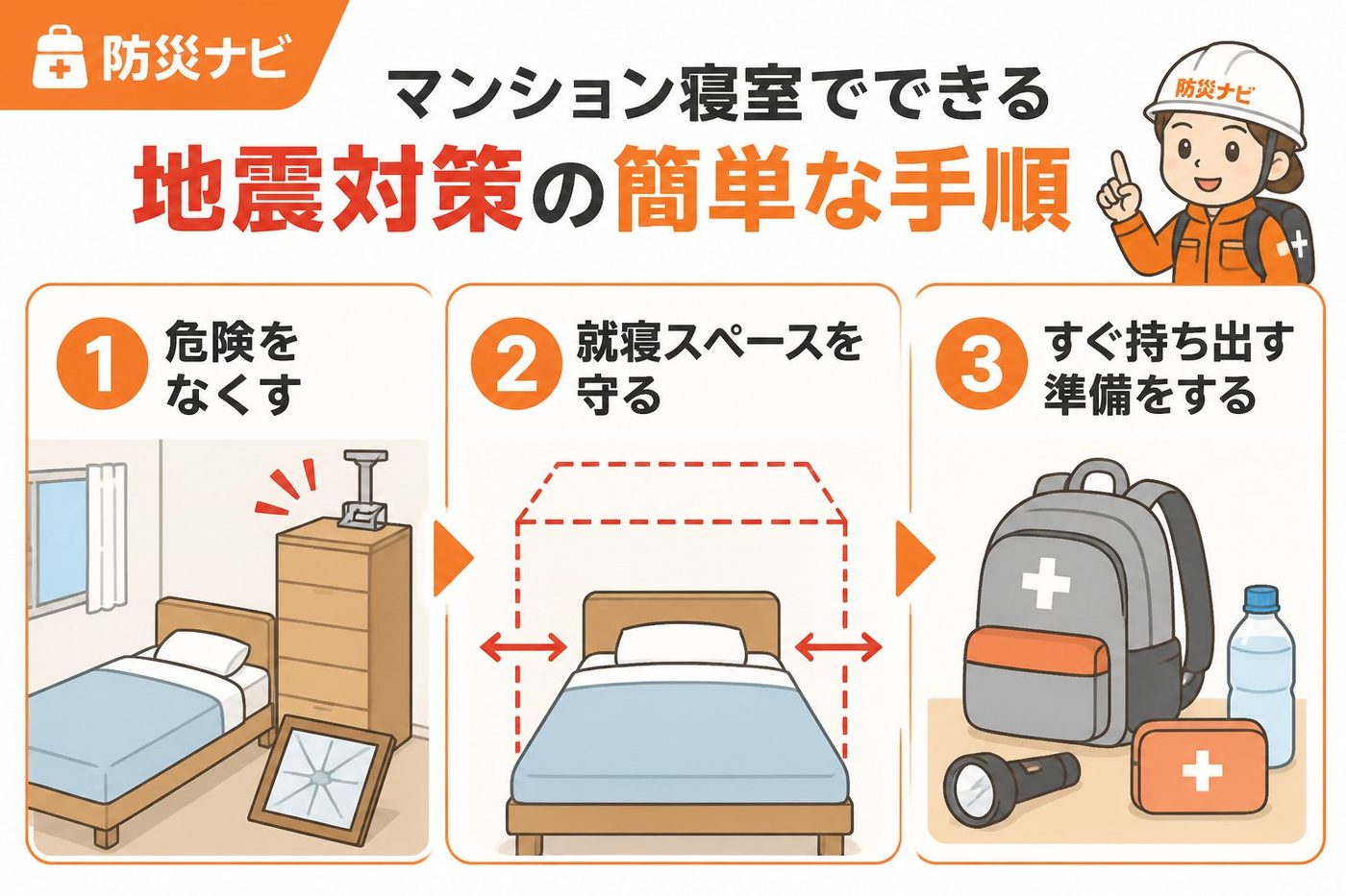 地震対策 マンション寝室でできる地震対策の簡単な手順