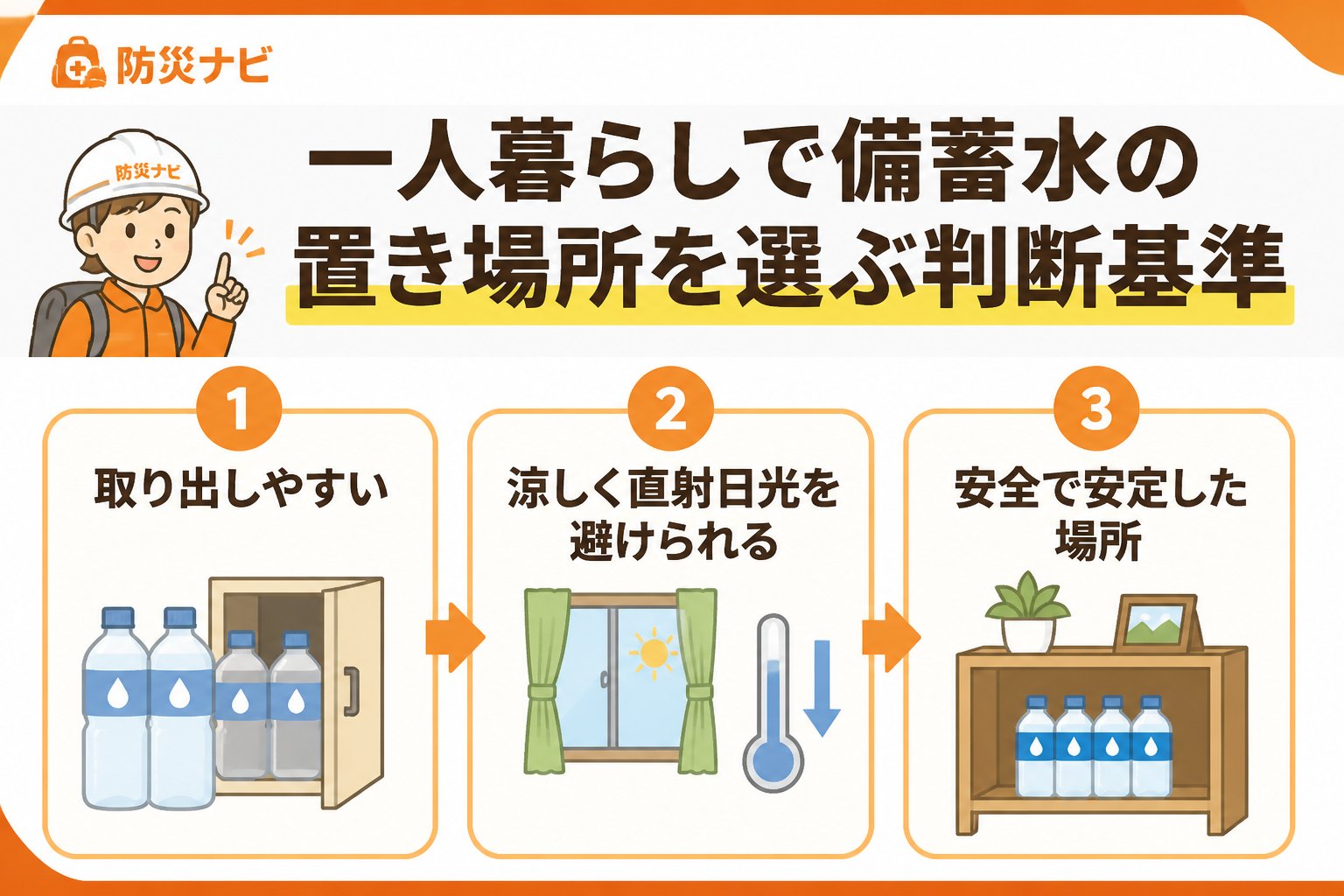 備蓄 一人暮らしで備蓄水の置き場所を選ぶ判断基準
