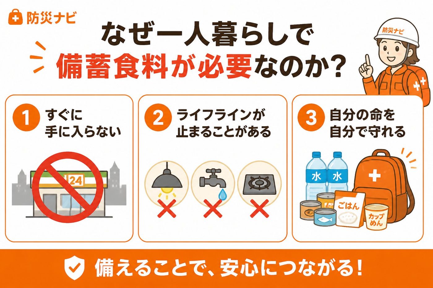 備蓄 なぜ一人暮らしで備蓄食料が必要なのか?