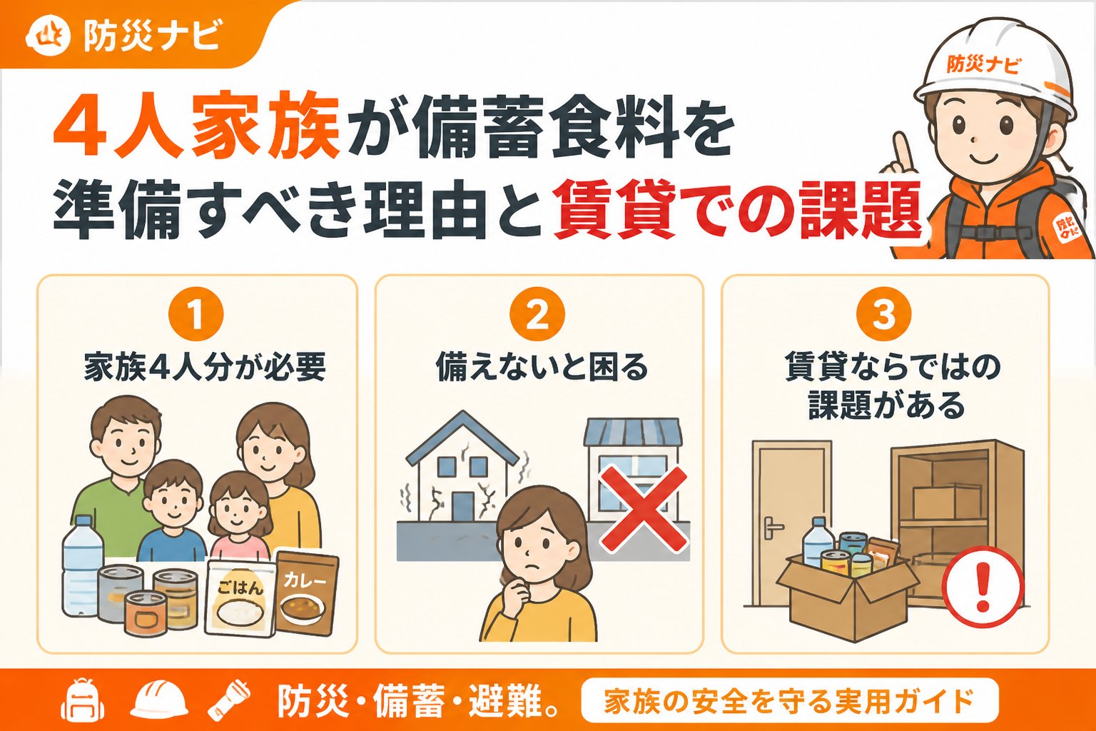 備蓄 4人家族が備蓄食料を準備すべき理由と賃貸での課題