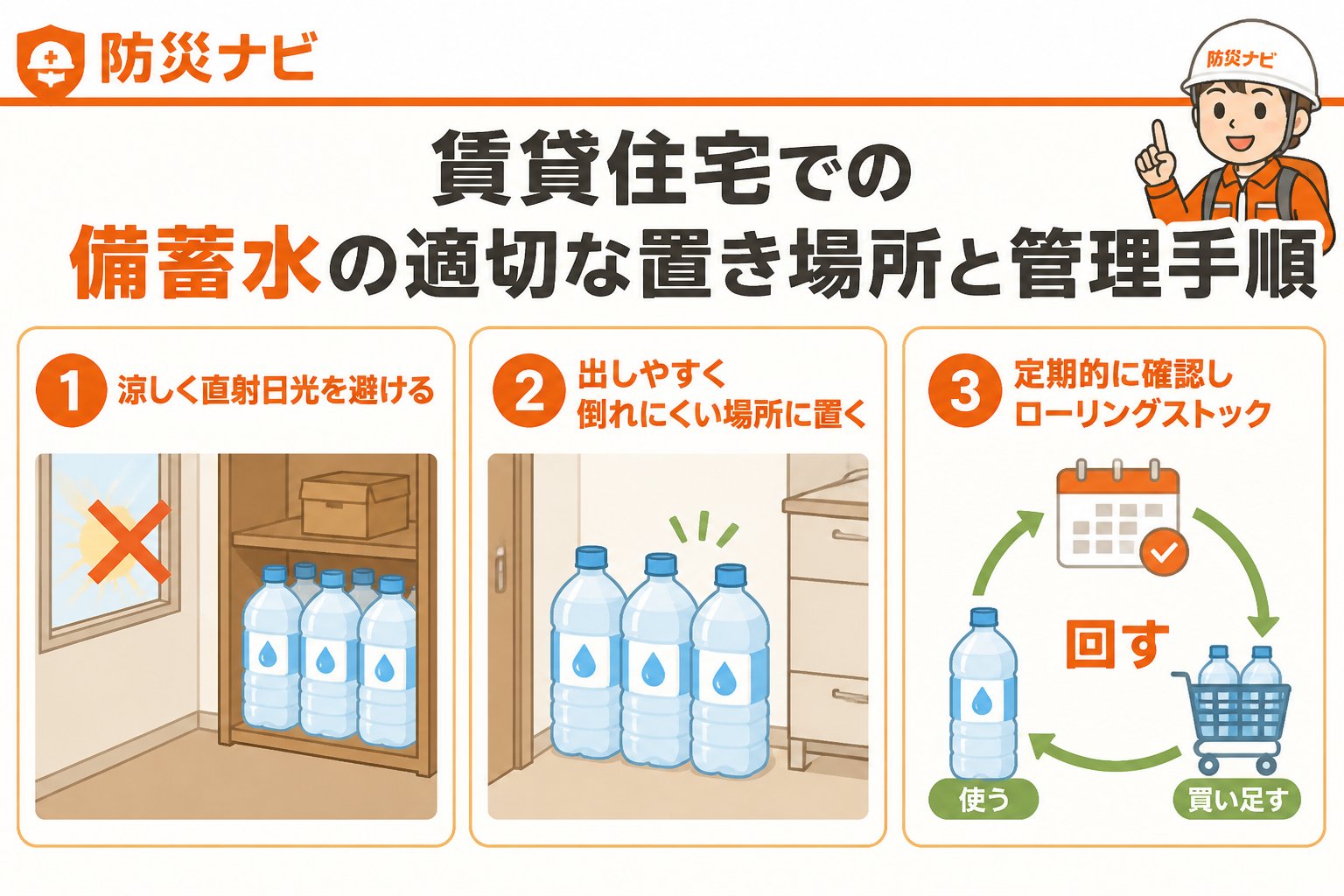 備蓄 賃貸住宅での備蓄水の適切な置き場所と管理手順