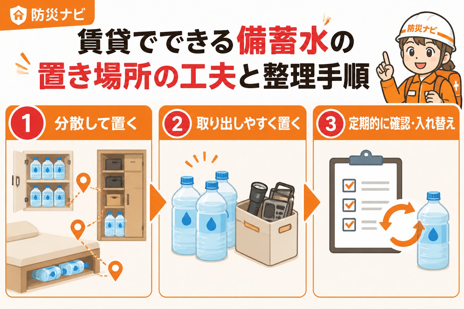 備蓄 賃貸でできる備蓄水の具体的な置き場所の工夫と整理手順
