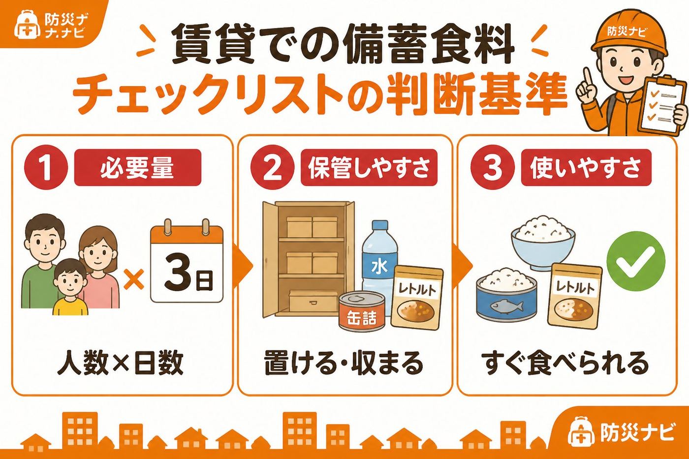 備蓄 賃貸での備蓄食料チェックリストの判断基準