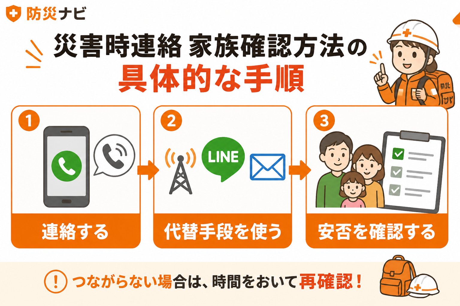 避難計画 災害時連絡家族確認方法の具体的な手順