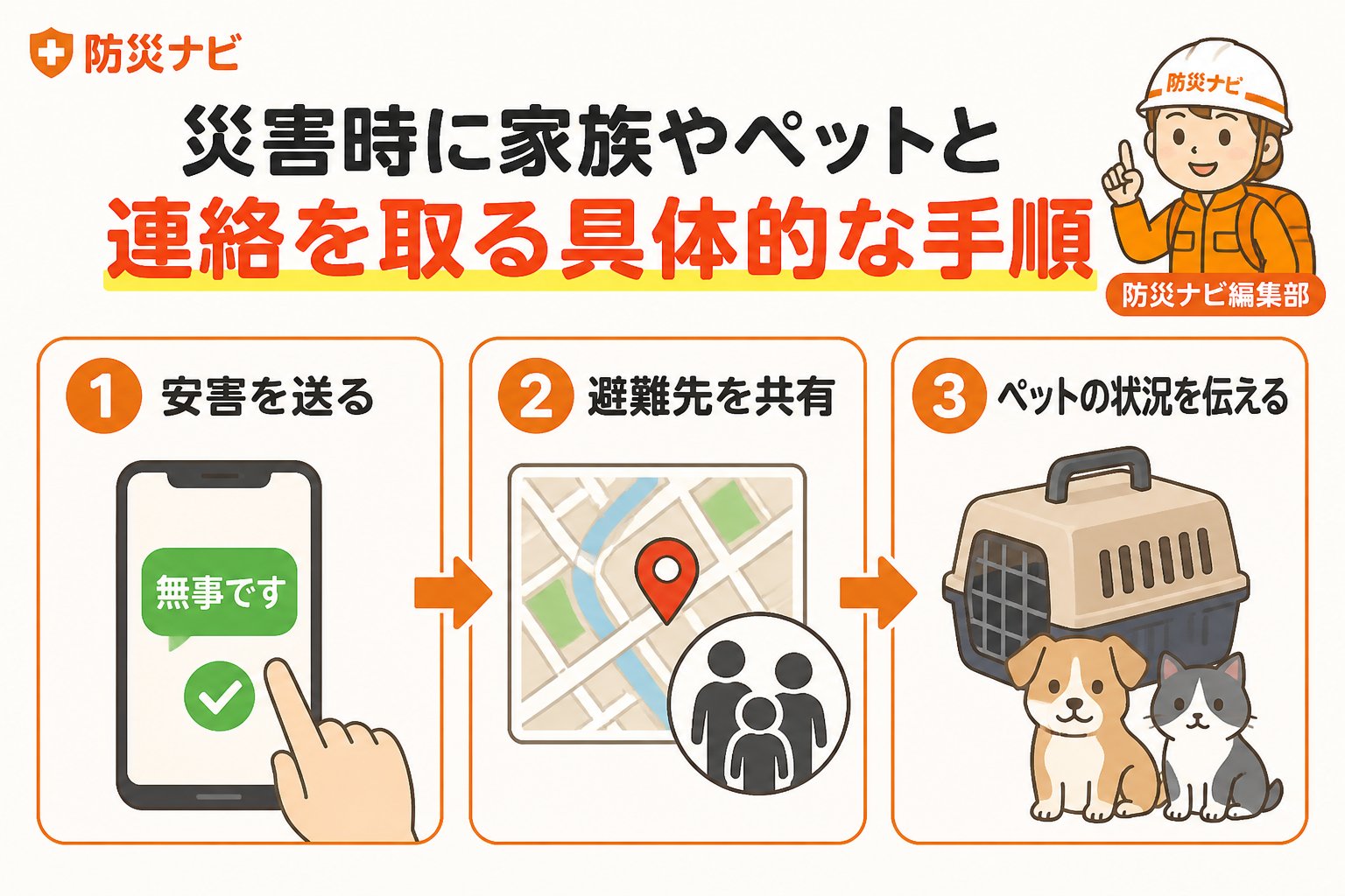 避難計画 災害時に家族やペットと連絡を取る具体的な手順