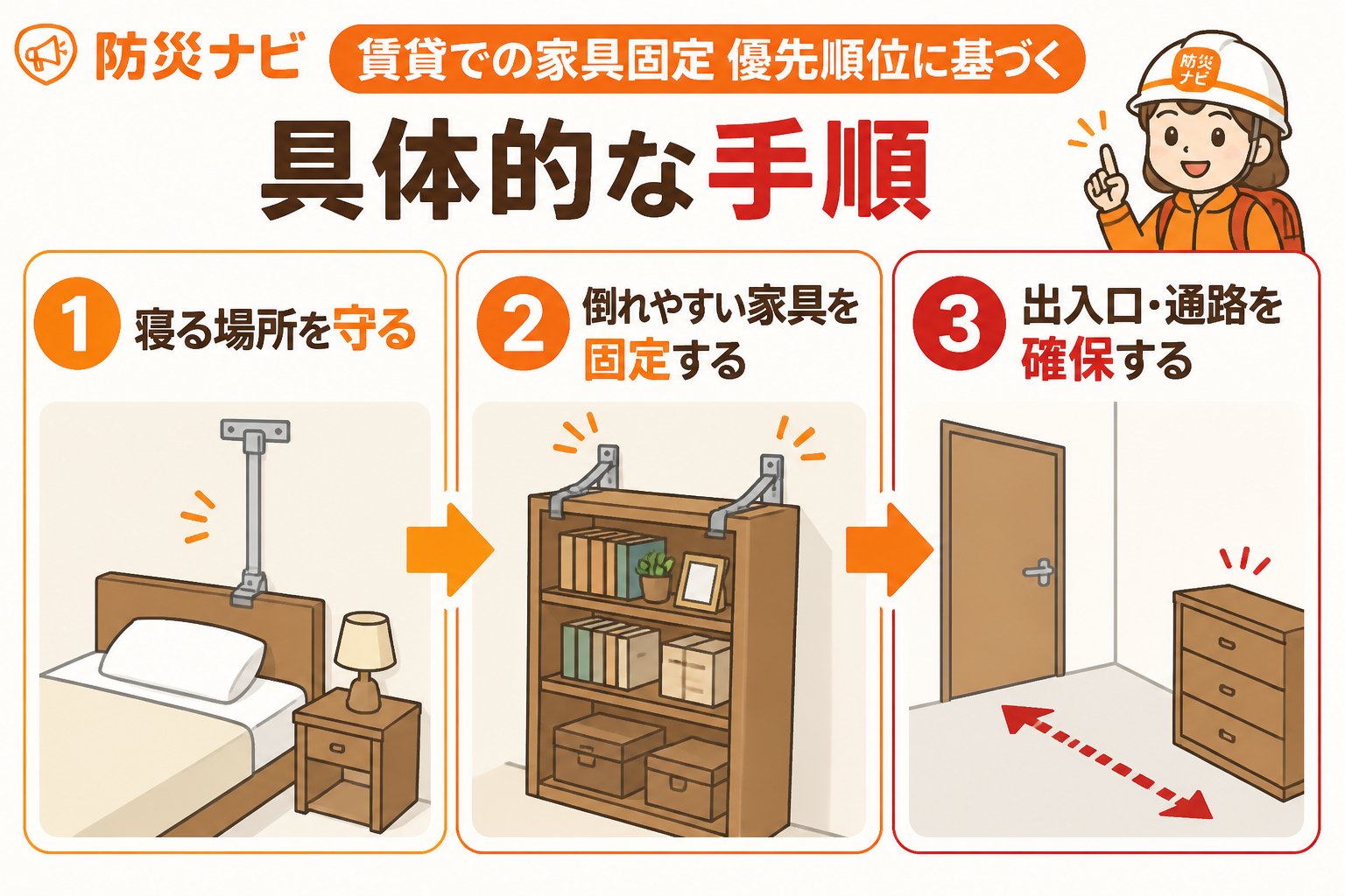 地震対策 賃貸での家具固定優先順位に基づく具体的な手順