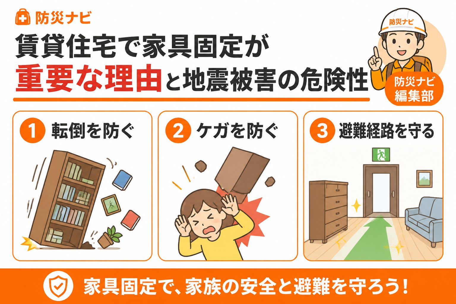 地震対策 賃貸住宅で家具固定が重要な理由と地震被害の危険性