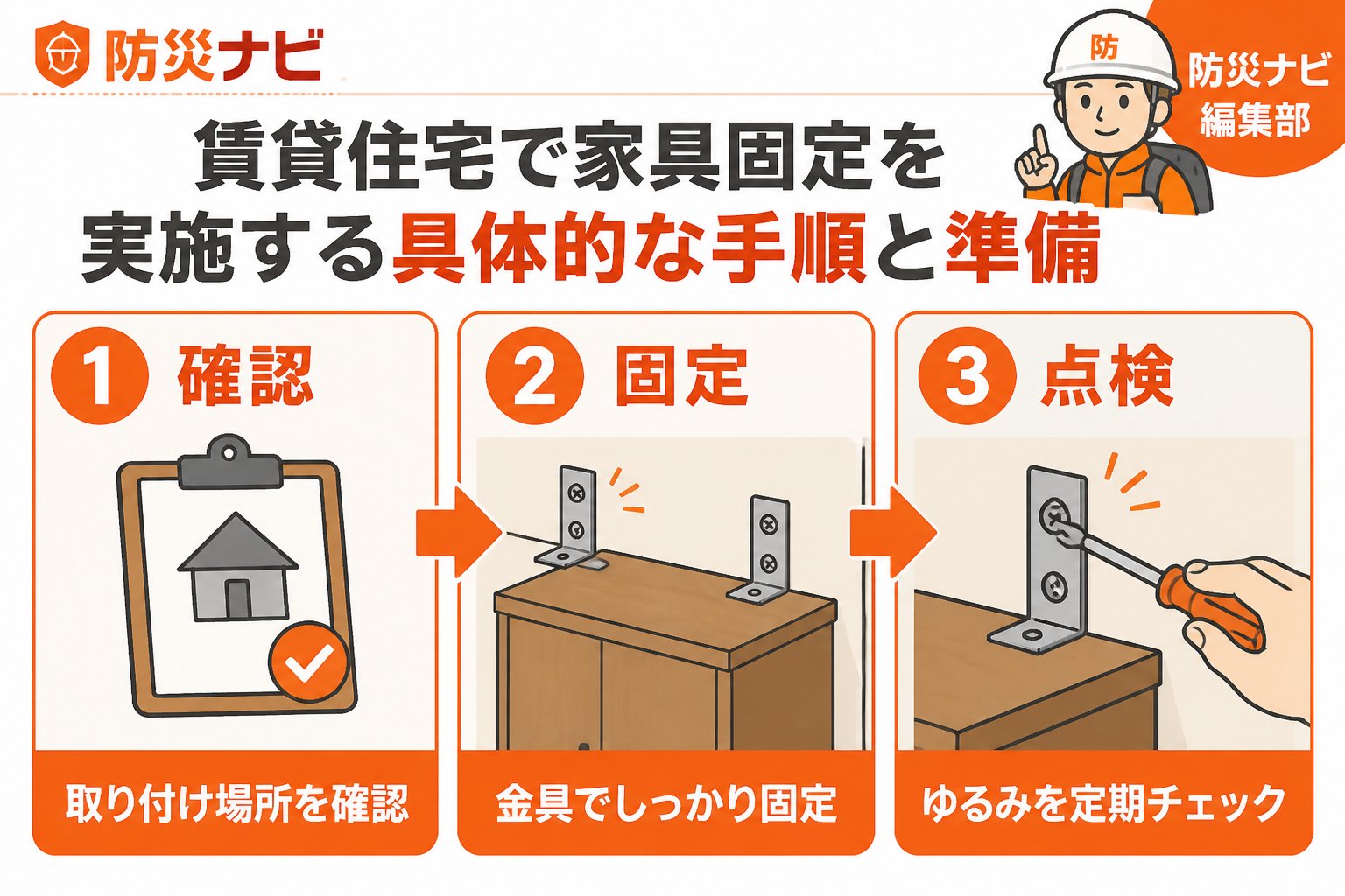 地震対策 賃貸住宅で家具固定を実施する具体的な手順と準備