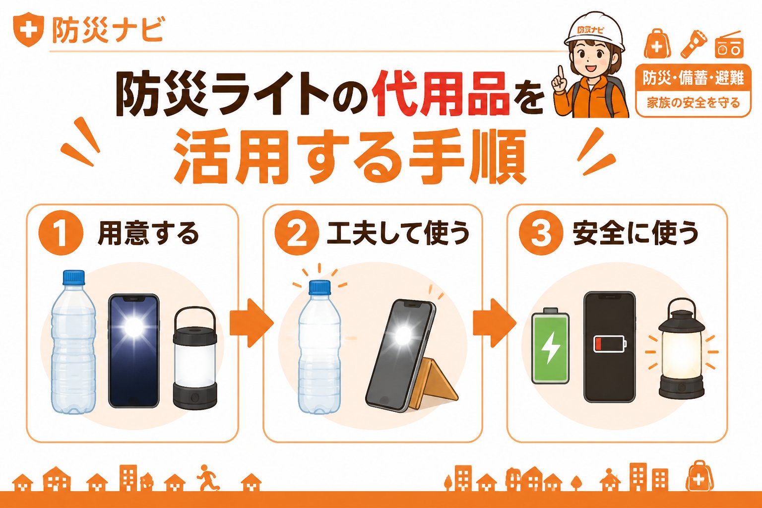 防災グッズ 防災ライト女性一人暮らし代用品の具体的な活用手順