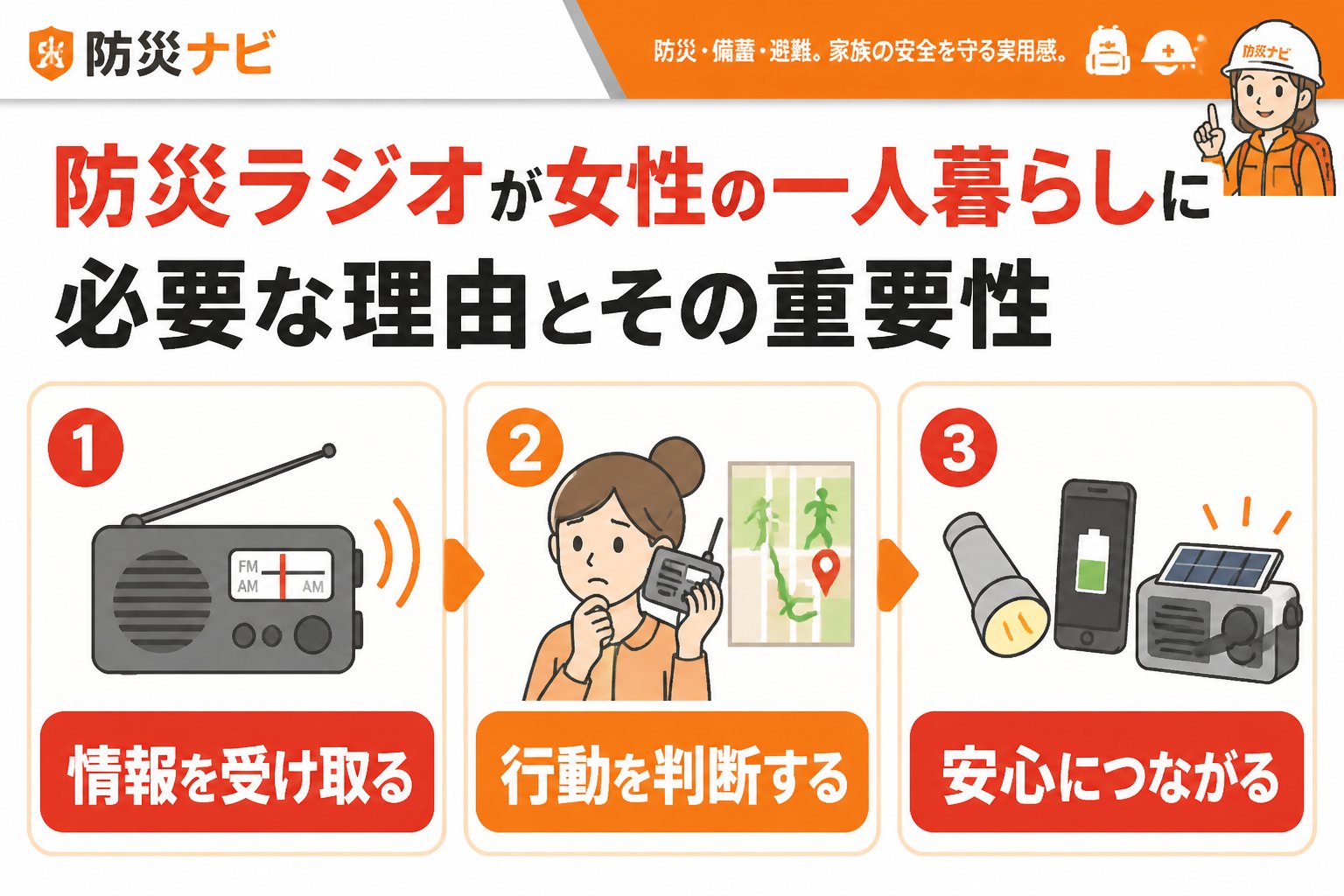 防災グッズ 防災ラジオが女性の一人暮らしに必要な理由とその重要性