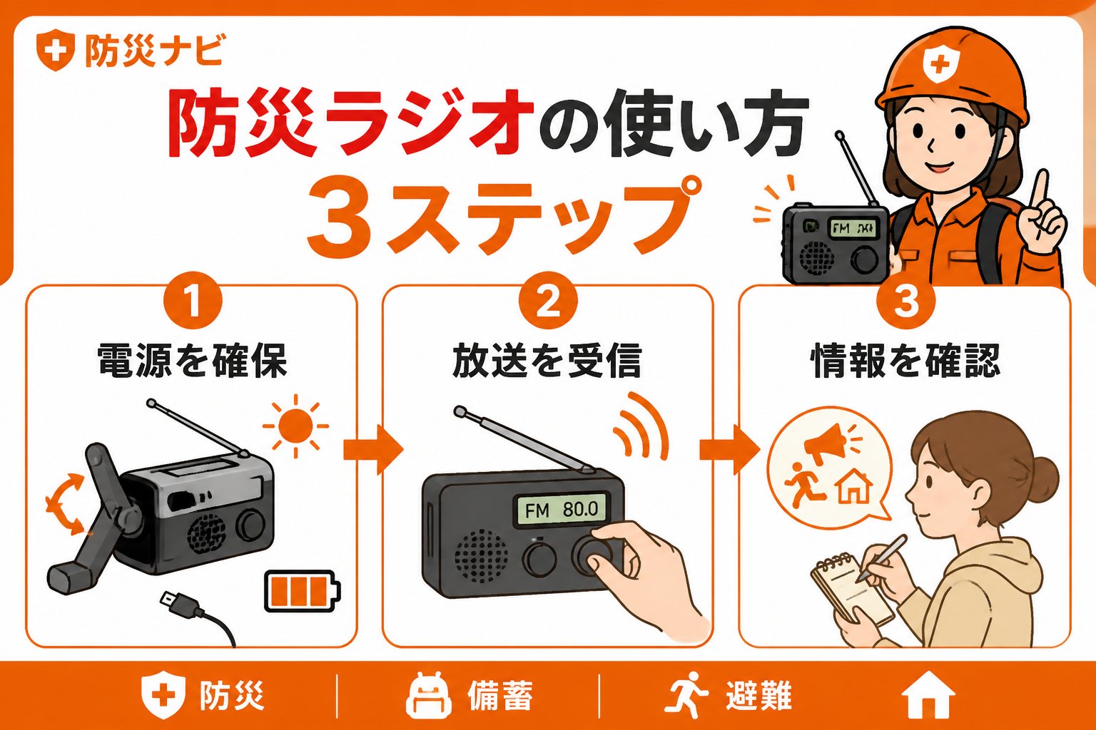 防災グッズ 防災ラジオ女性一人暮らし使い方の具体的な手順と日常準備