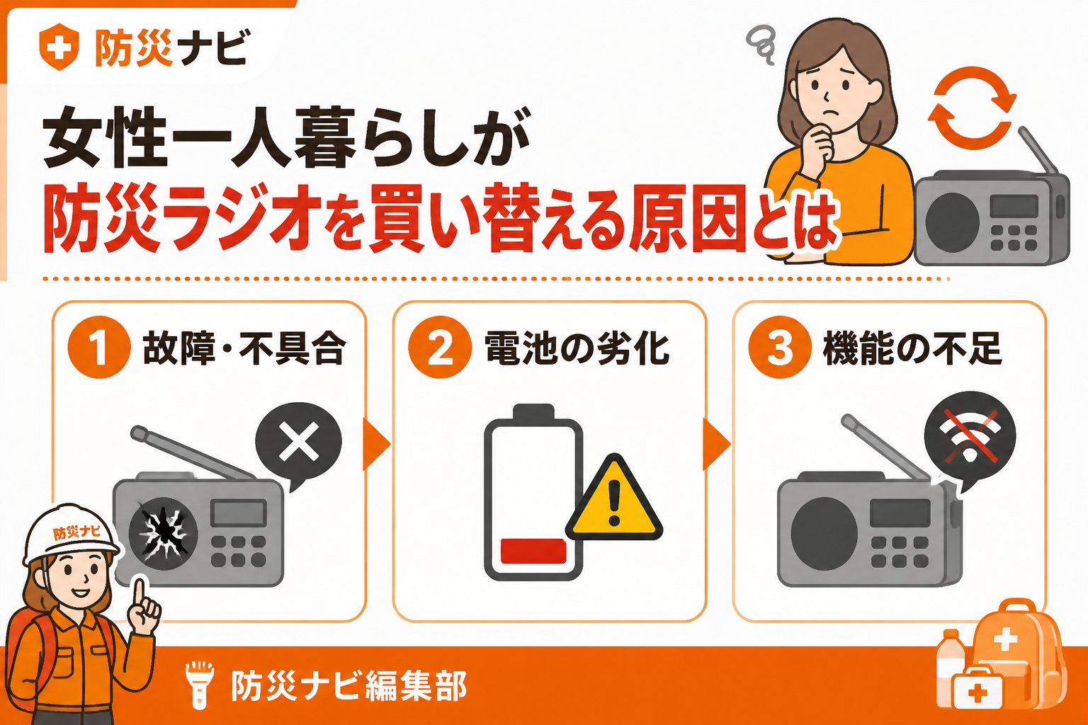 防災グッズ 女性一人暮らしが防災ラジオを買い替える原因とは