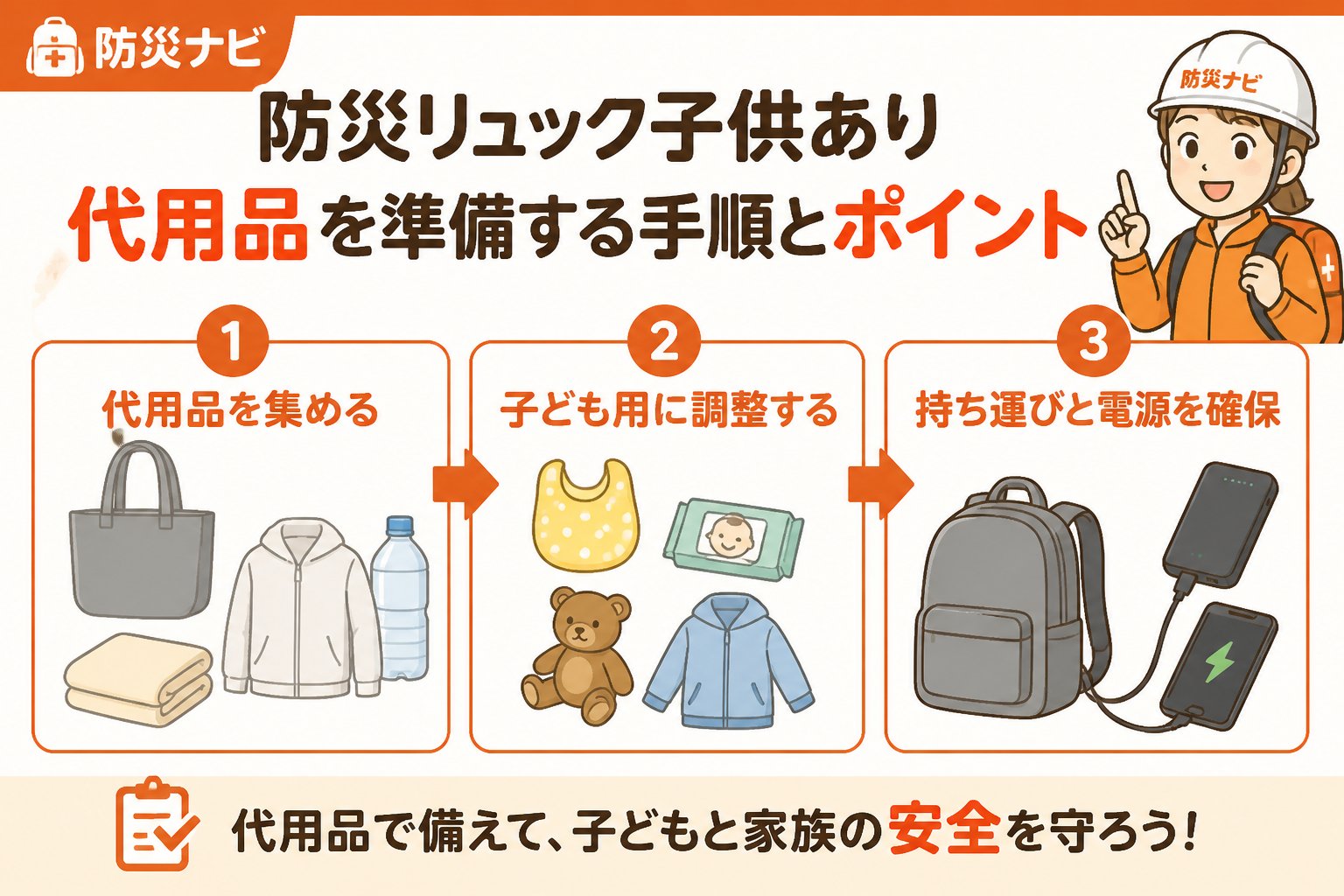 防災グッズ 防災リュック子供あり代用品を準備する手順とポイント