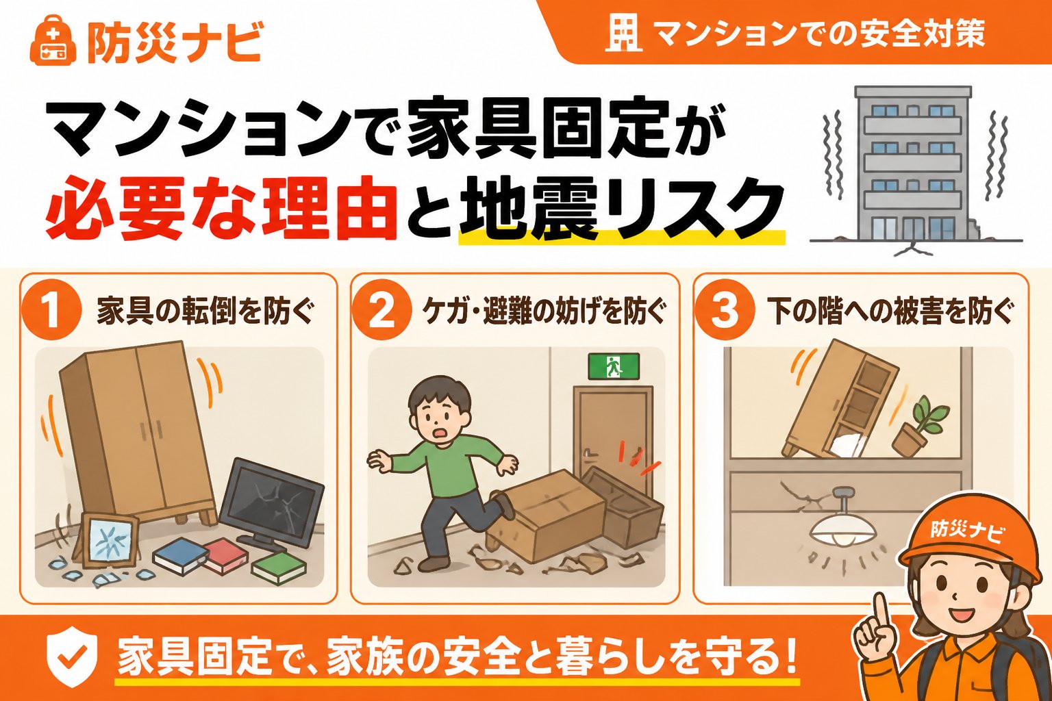 地震対策 マンションで家具固定が必要な理由と地震リスク