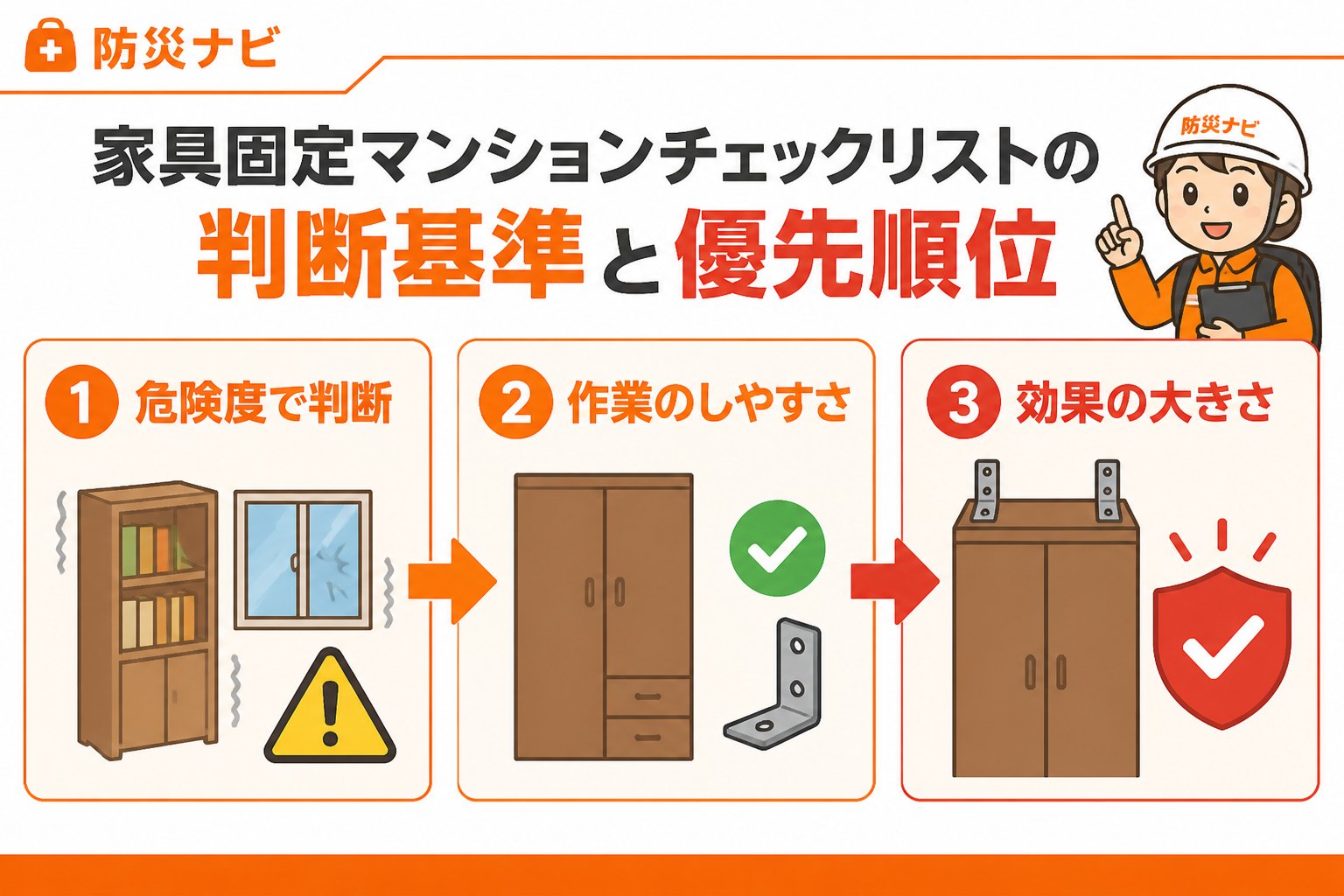 地震対策 家具固定マンションチェックリストの判断基準と優先順位