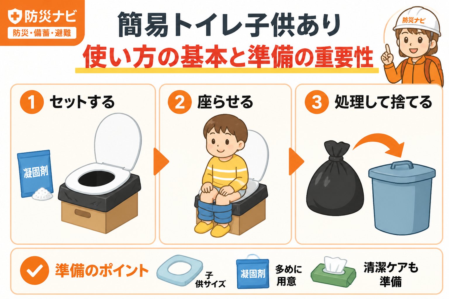 防災グッズ 簡易トイレ子供あり使い方の基本と準備の重要性